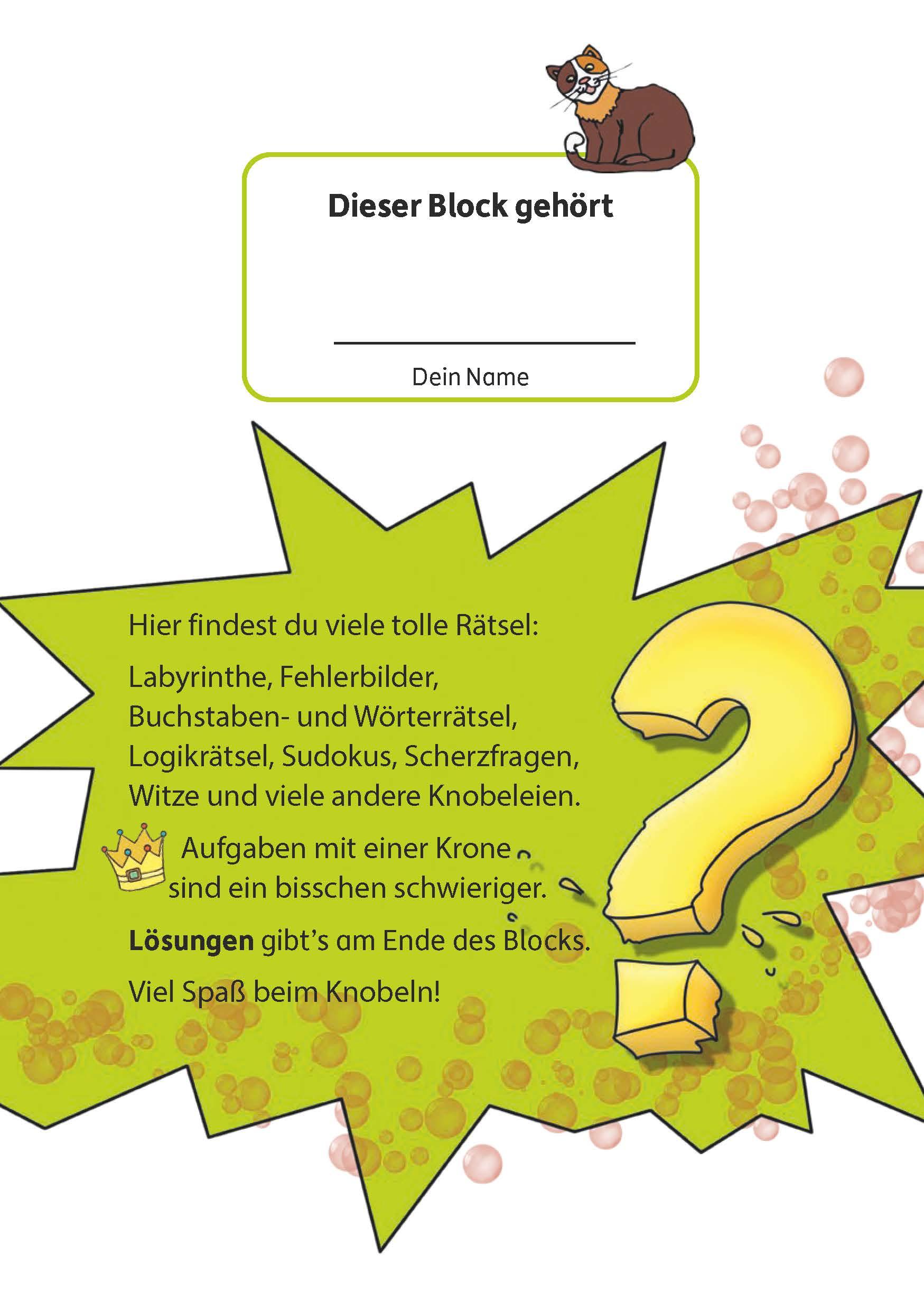 Beispielinhalt (Bild) Rätselblock ab 8 Jahre - Band 2