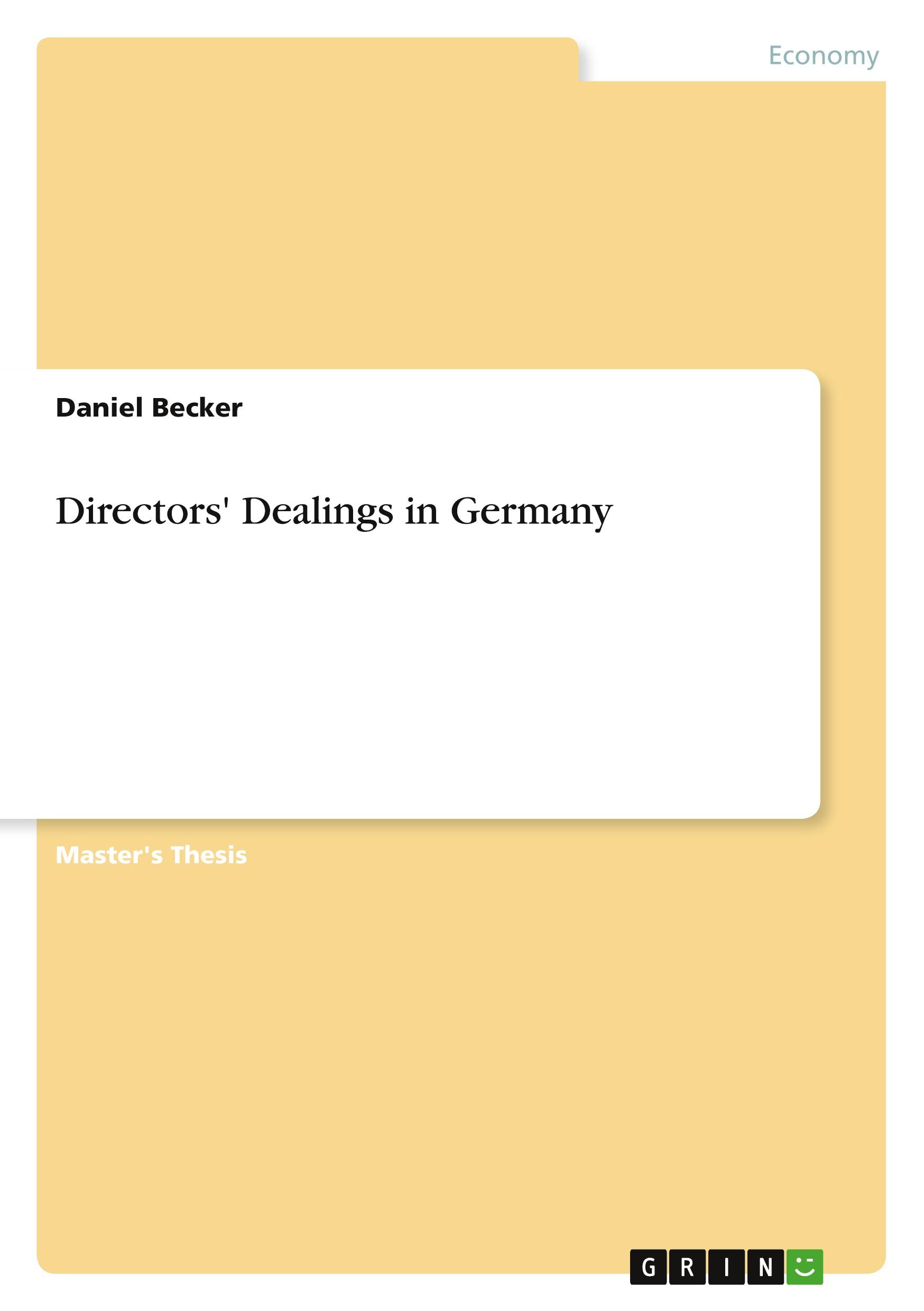 Vorderes Coverbild Directors' Dealings in Germany