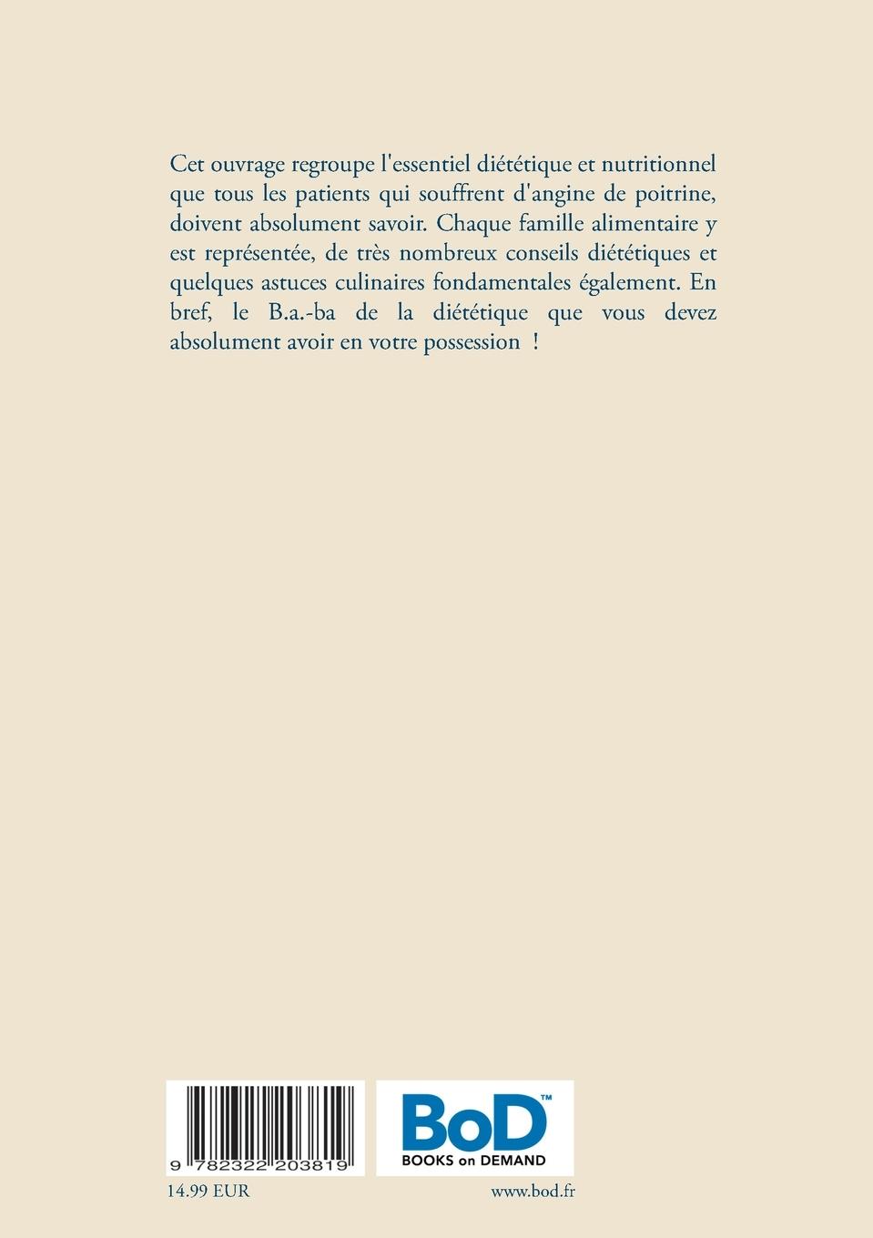 Rückseitencover Le B.a.-ba. de la diététique pour l'angine de poitrine