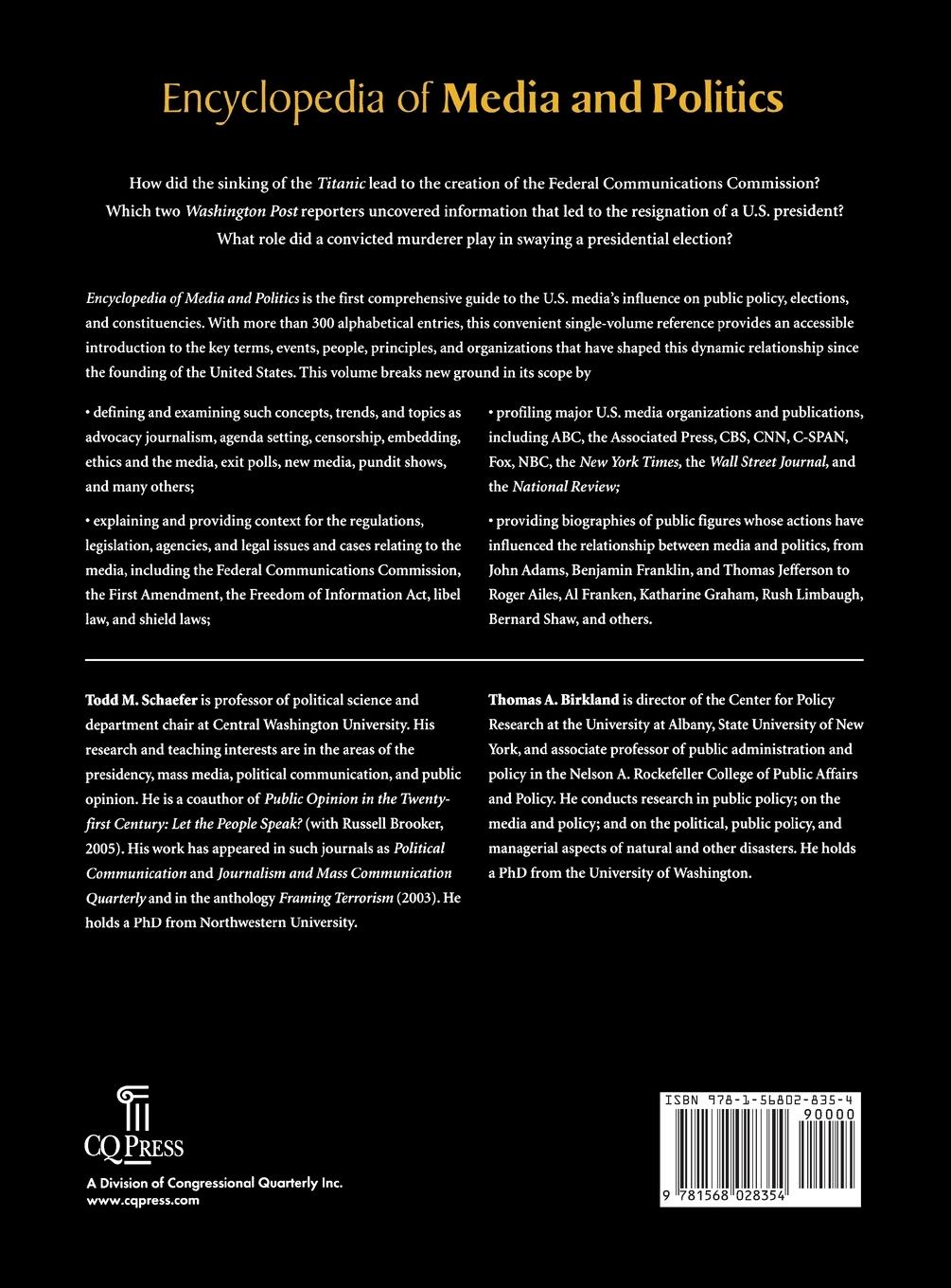 Rückseitencover Encyclopedia of Media and Politics