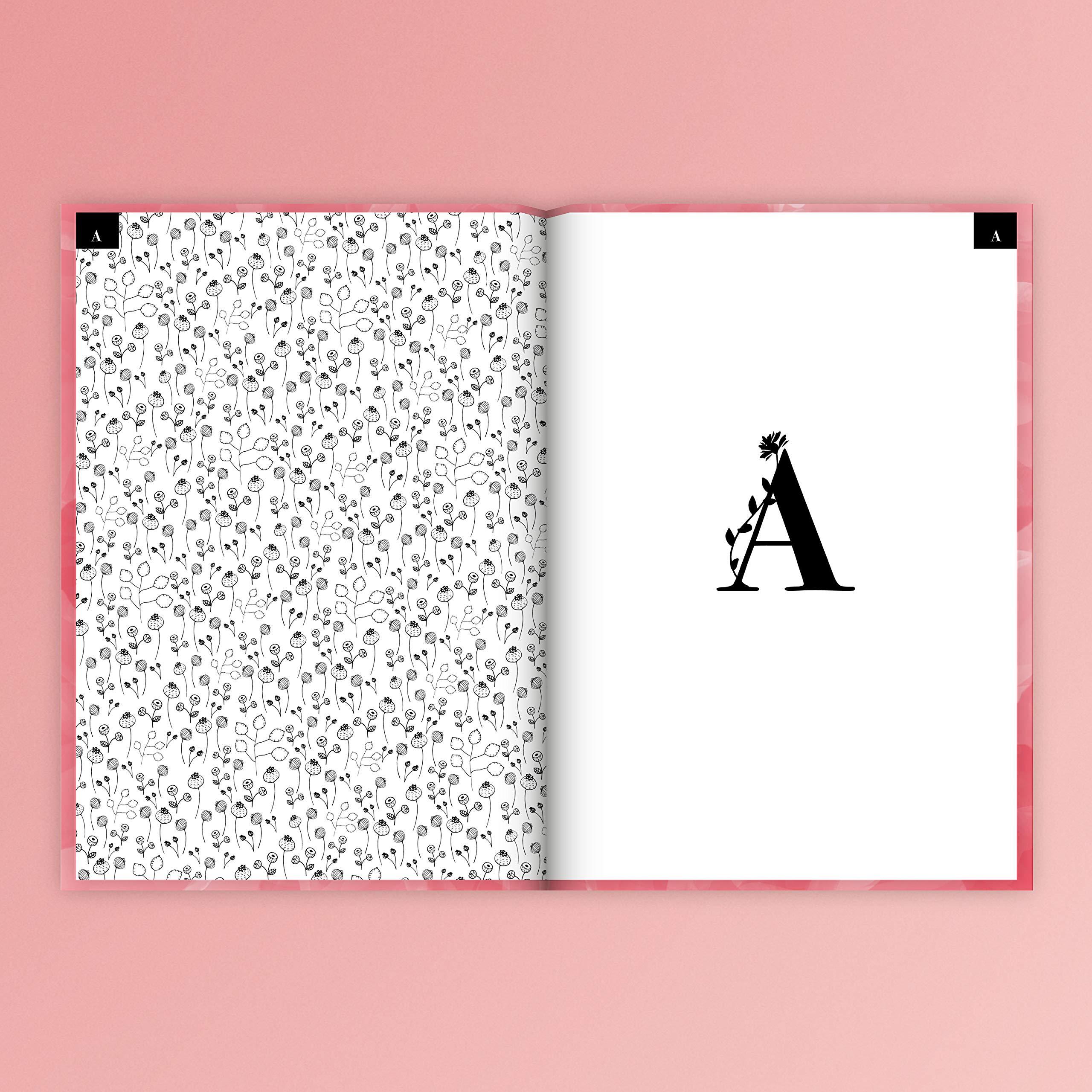 Beispielinhalt (Bild) Adressbuch mit Geburtstagskalender | Kontaktbuch in DIN A5| Telefonregister & Adressbuch mit Telefonnummer, Adresse, E-Mail | Telefonbuch rosa