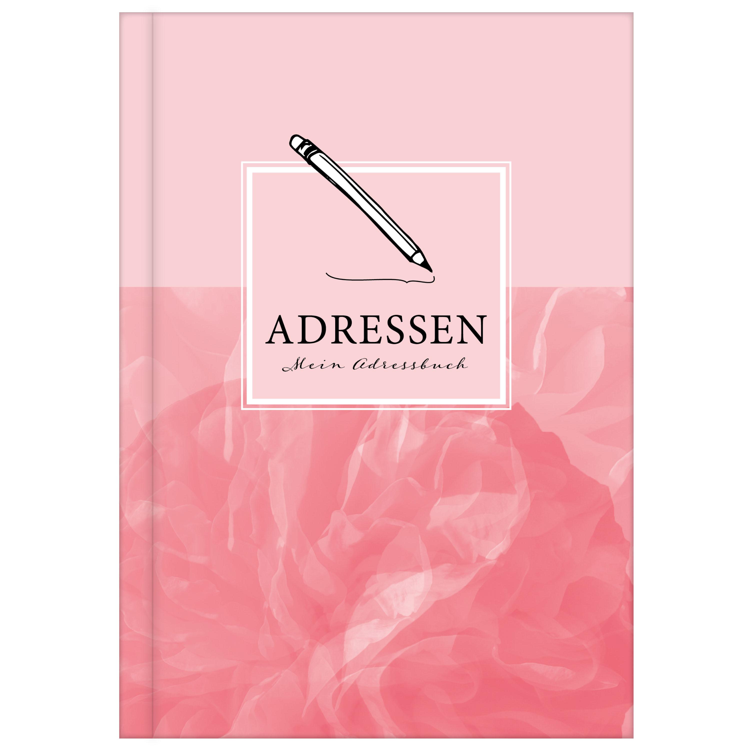 Vorderes Coverbild Adressbuch mit Geburtstagskalender | Kontaktbuch in DIN A5| Telefonregister & Adressbuch mit Telefonnummer, Adresse, E-Mail | Telefonbuch rosa