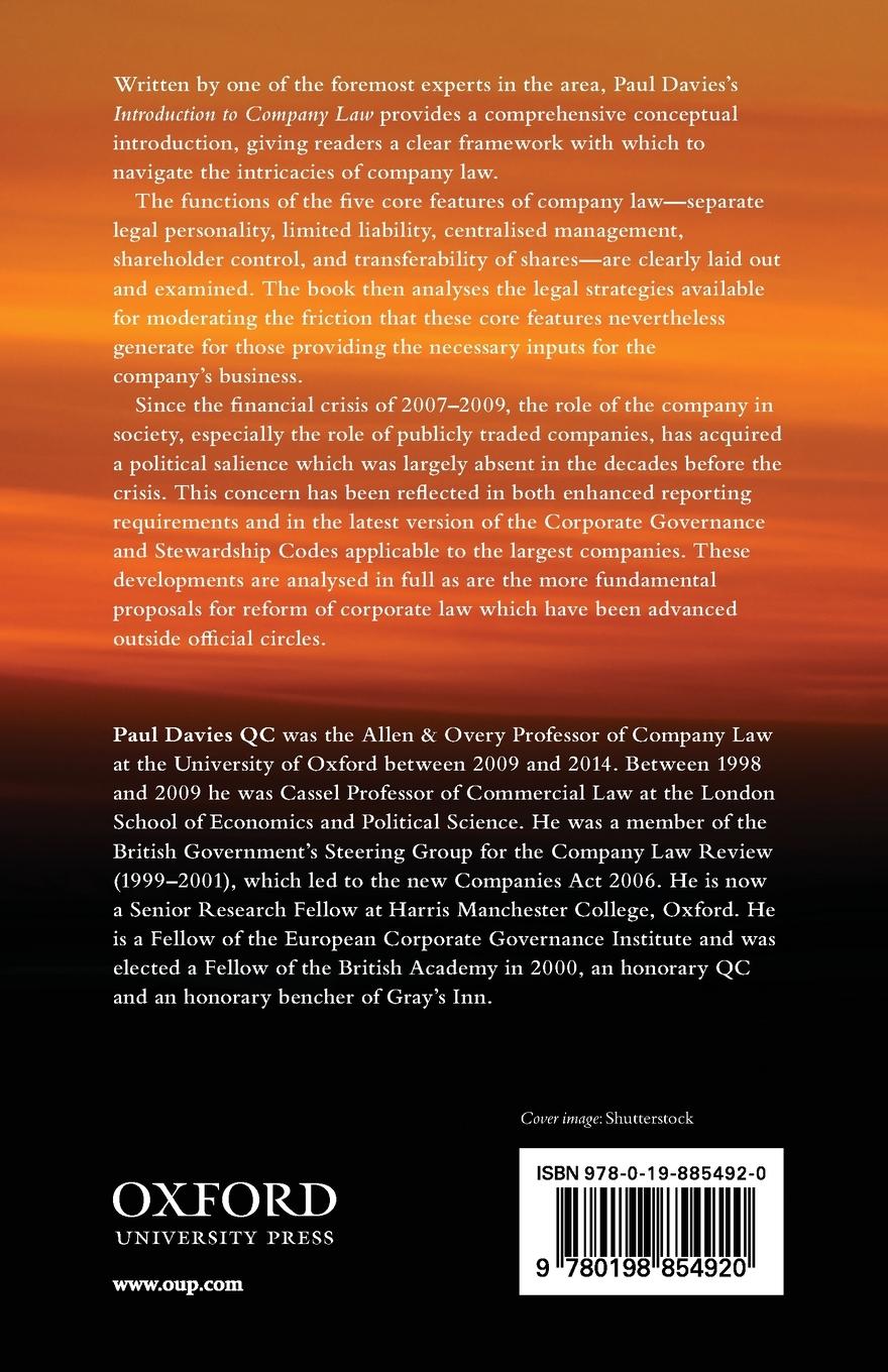 Rückseitencover Introduction to Company Law