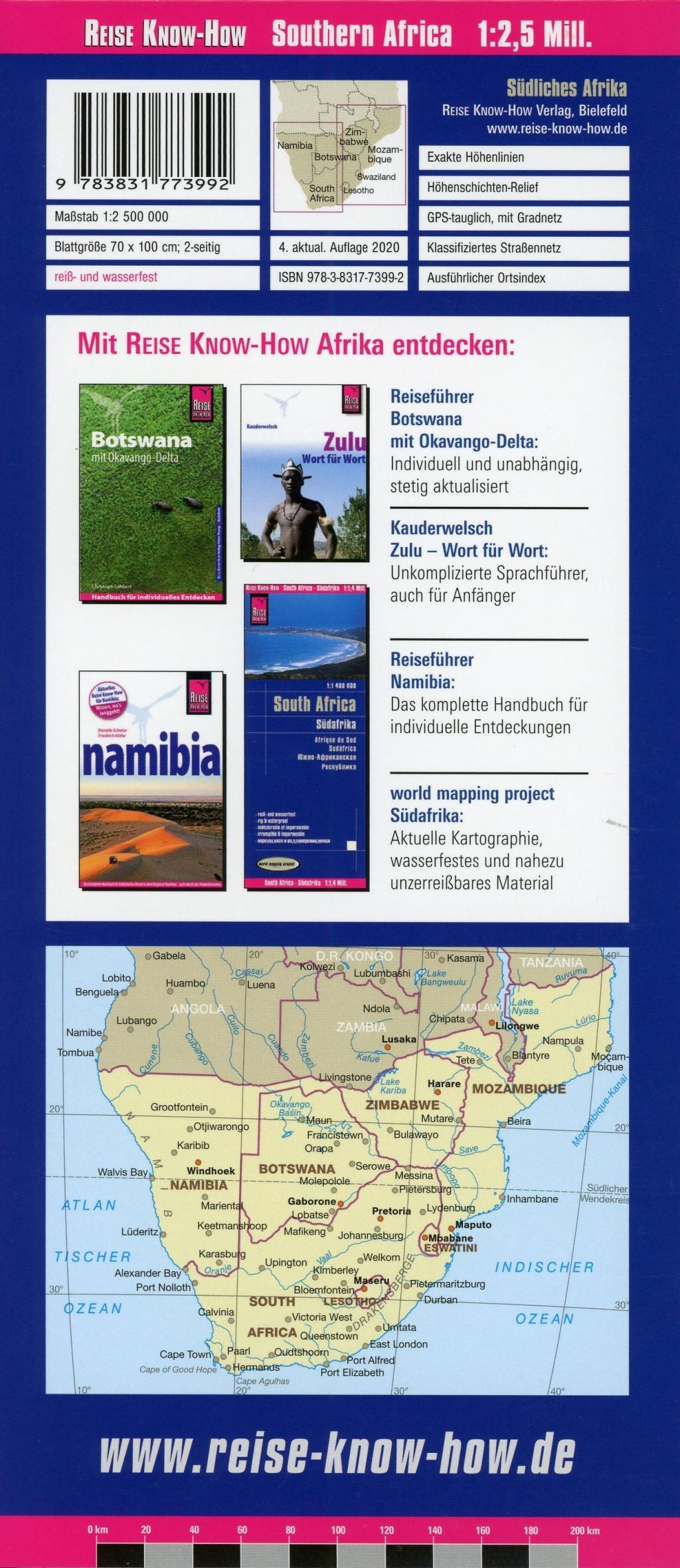 Beispielinhalt (Bild) Reise Know-How Landkarte Southern Africa / Südliches Afrika 1 : 2 500 000