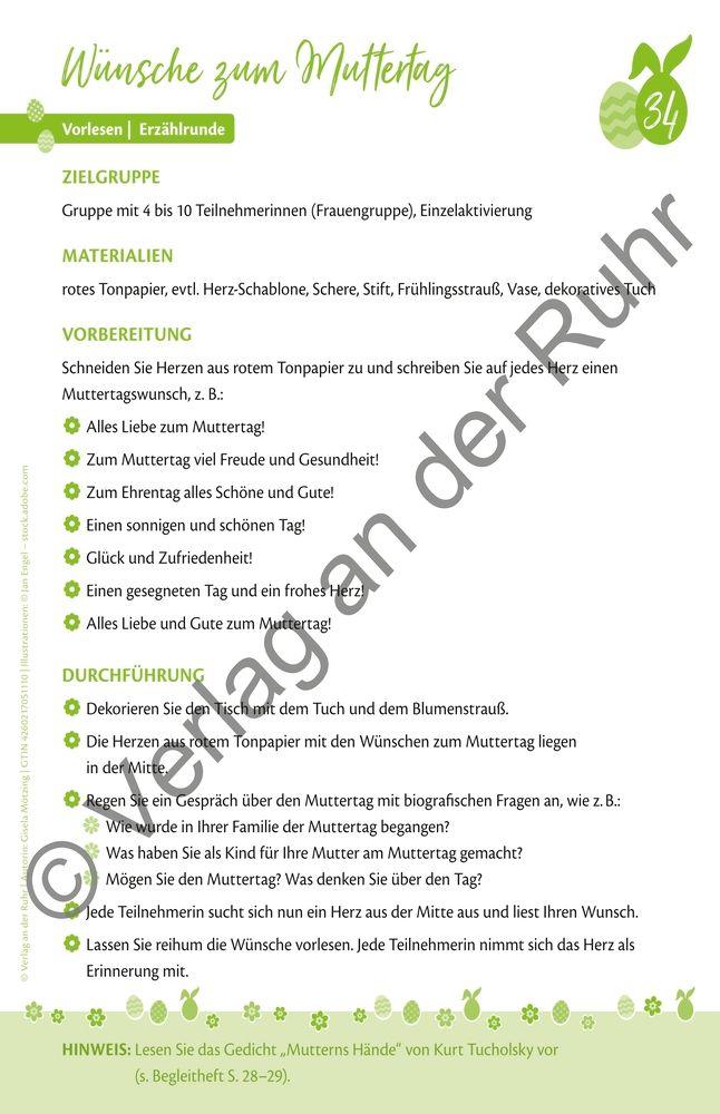 Beispielinhalt (Bild) Unser Frühlingskalender für die Seniorenbetreuung
