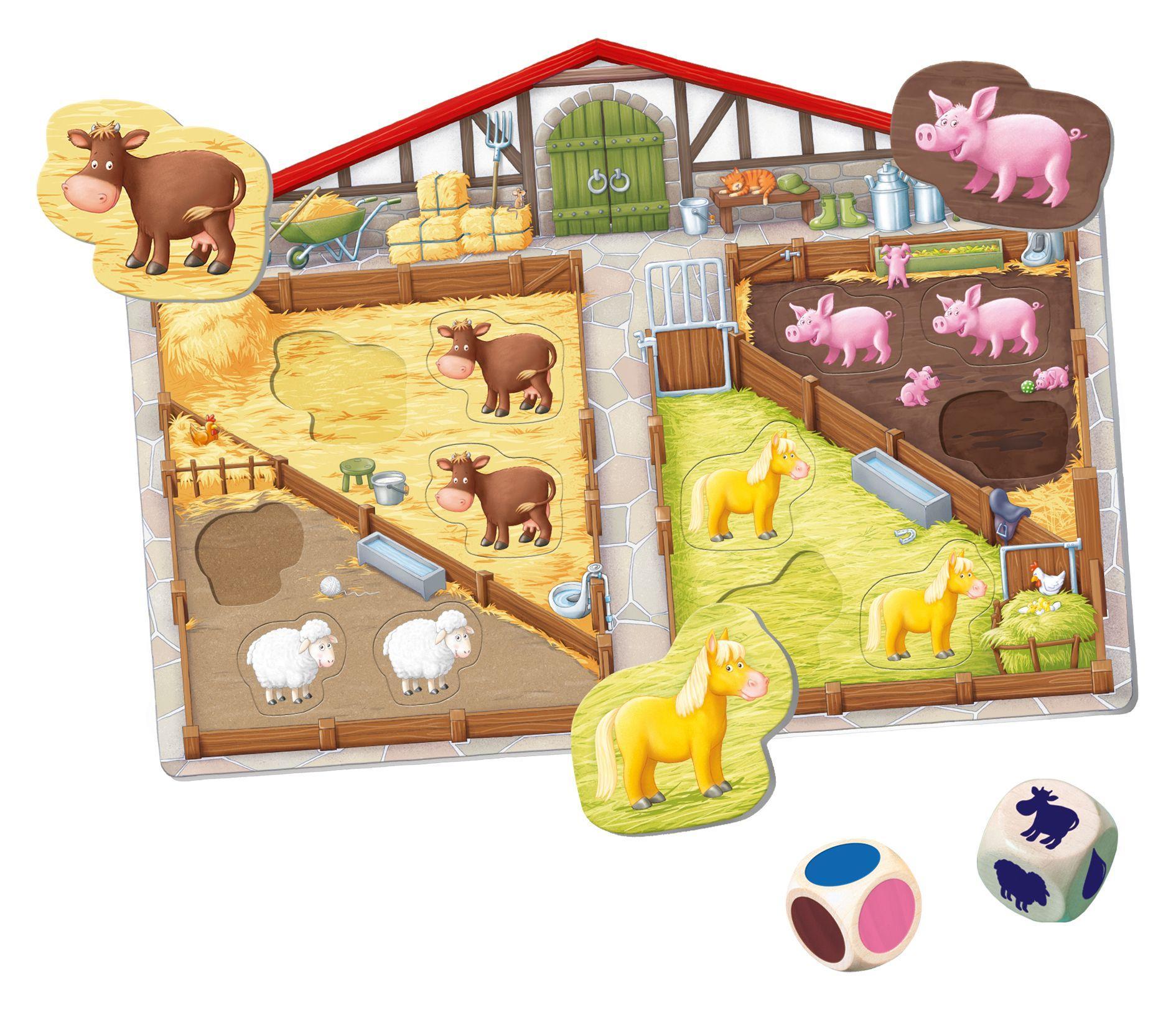 Beispielinhalt (Bild) Ravensburger ministeps 4173 Unser Bauernhof-Spiel, Erstes Spiel rund um Tiere, Farben und Formen - Spielzeug ab 2 Jahre