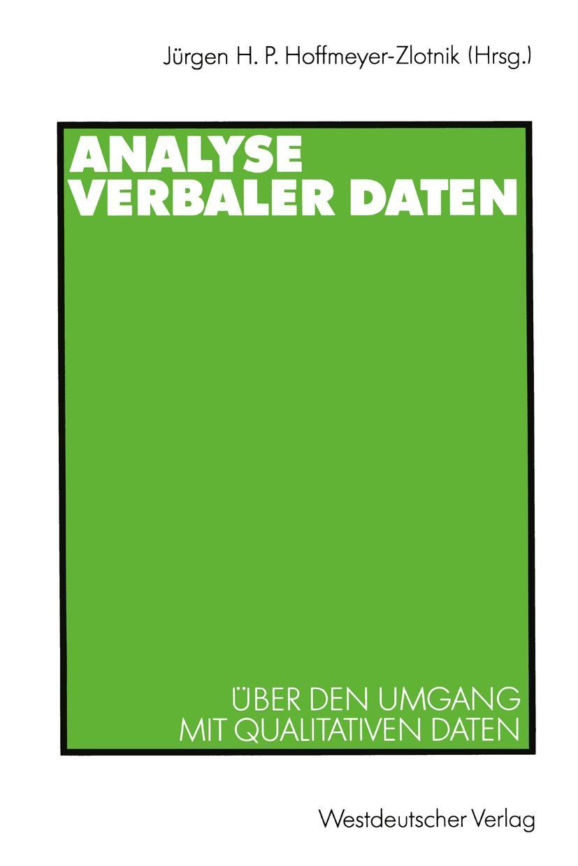 Vorderes Coverbild Analyse verbaler Daten