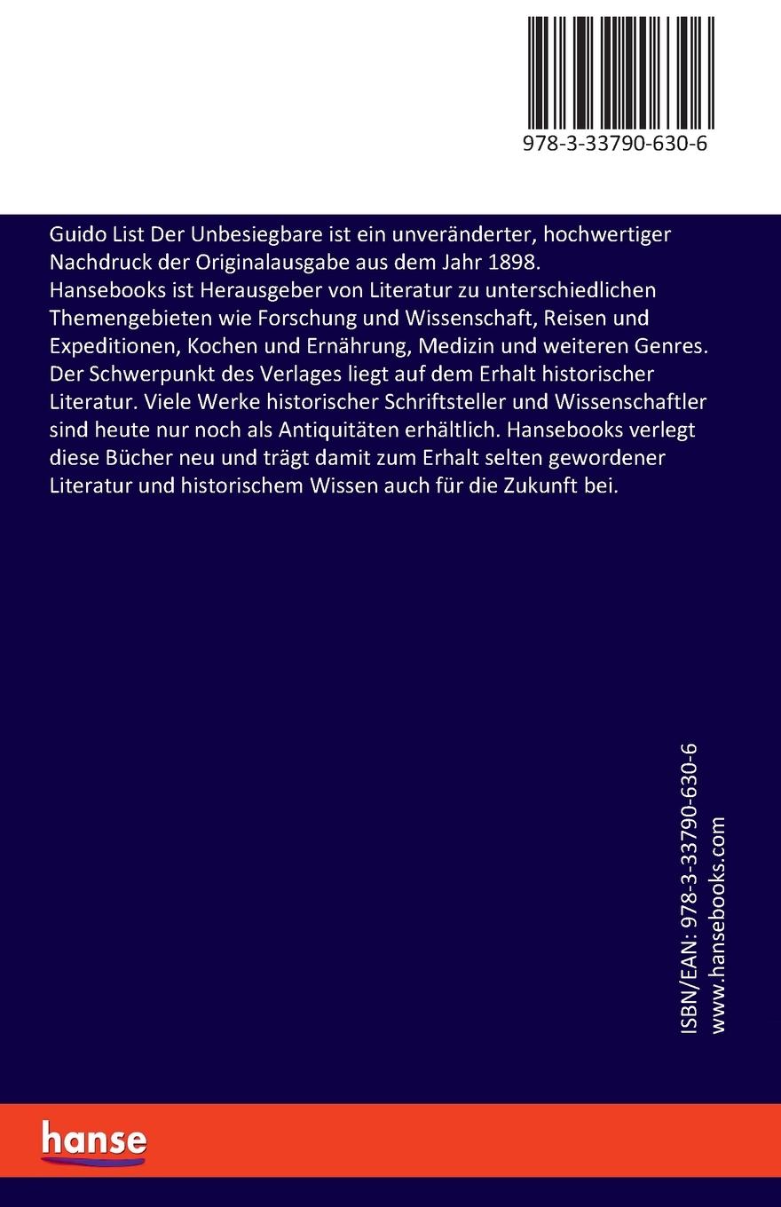 Rückseitencover Guido List Der Unbesiegbare