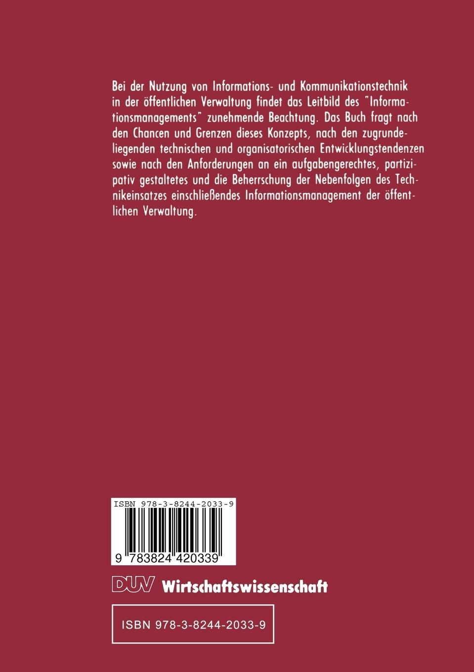 Rückseitencover Informationsmanagement und öffentliche Verwaltung