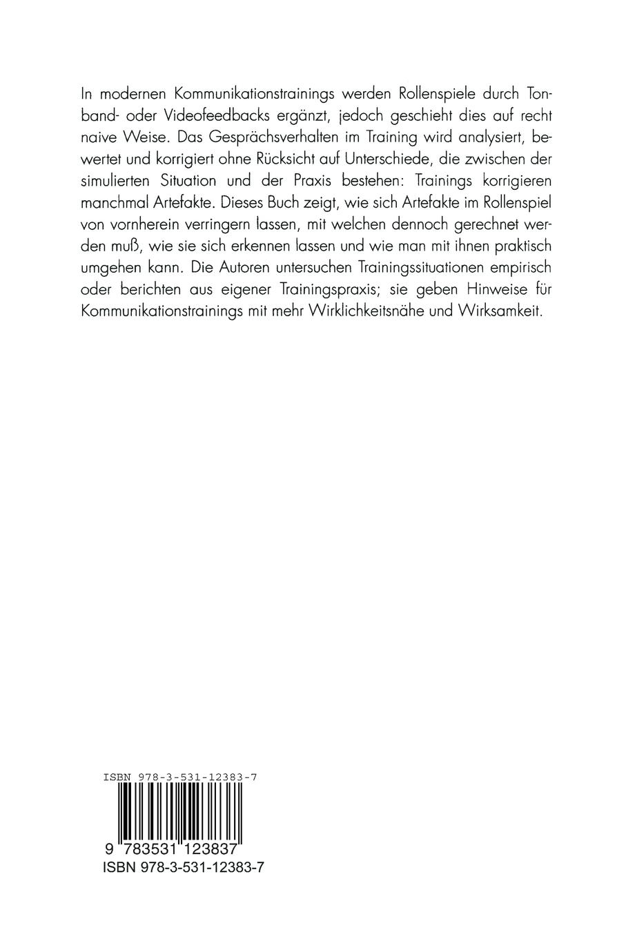 Rückseitencover Rollenspiele in Kommunikations- und Verhaltenstrainings
