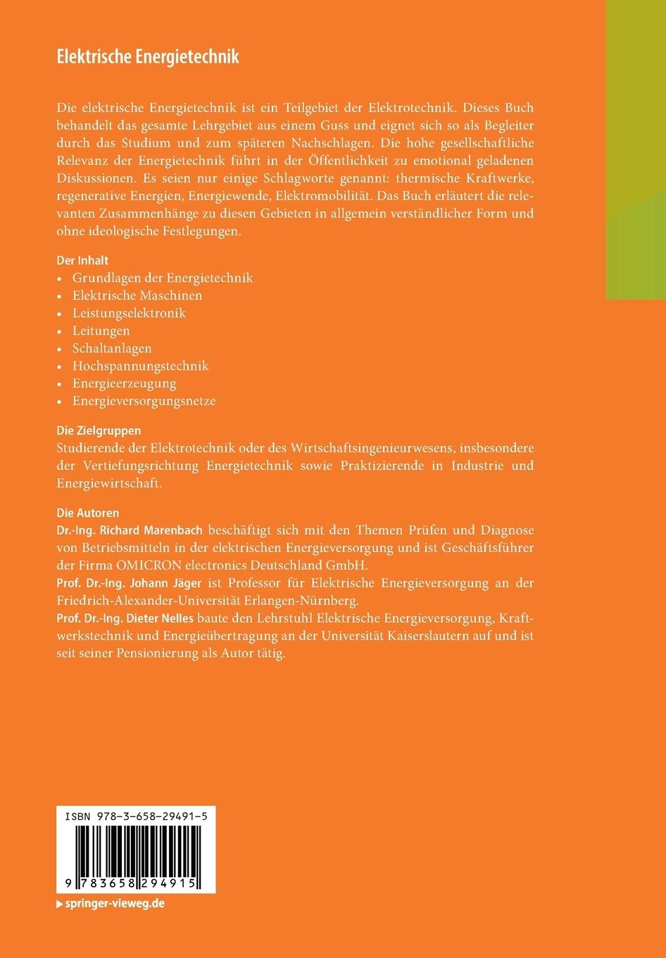 Rückseitencover Elektrische Energietechnik