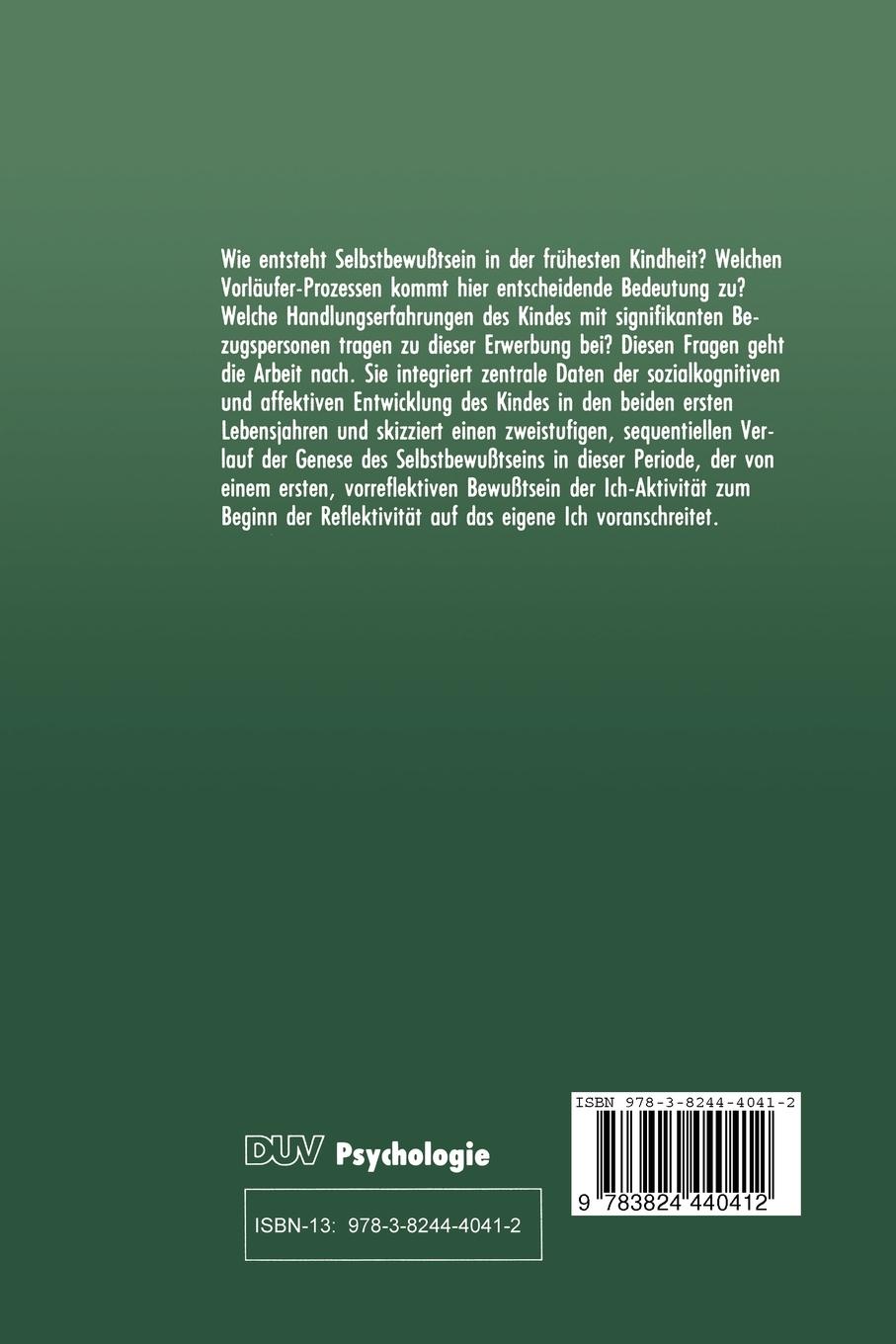 Rückseitencover Der Aufbau des Selbst beim Kind