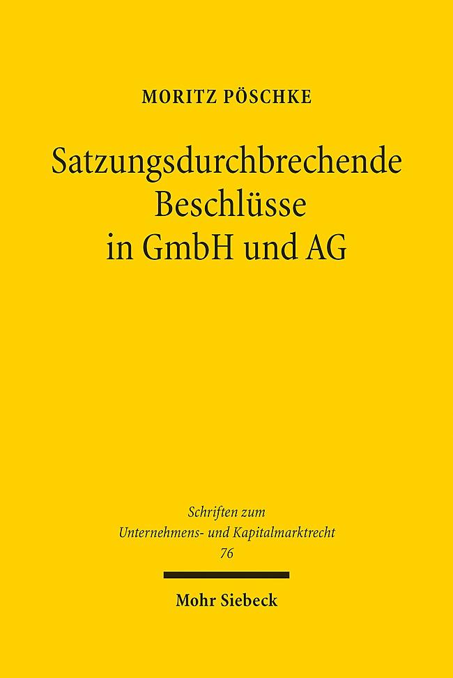 Vorderes Coverbild Satzungsdurchbrechende Beschlüsse in GmbH und AG