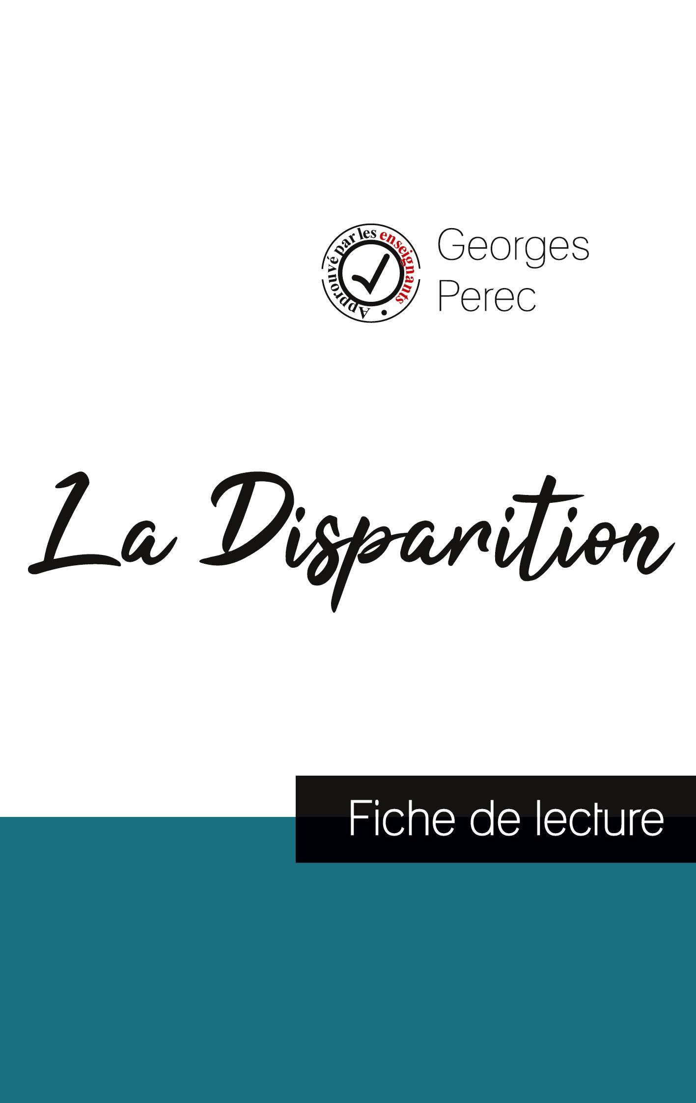 Vorderes Coverbild La Disparition de Georges Perec (fiche de lecture et analyse complète de l'oeuvre)
