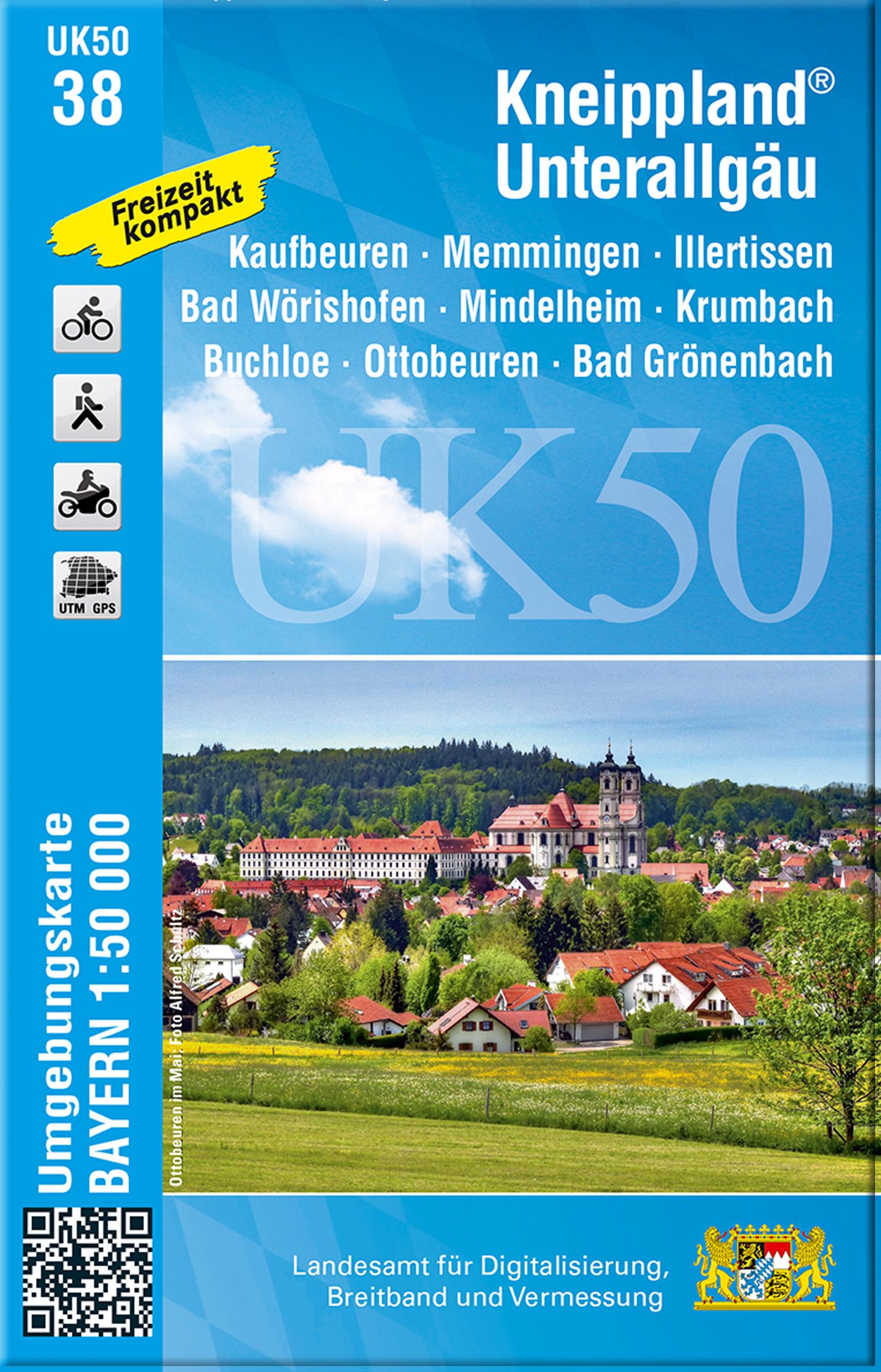 Vorderes Coverbild Kneippland Unterallgäu 1 : 50 000 (UK50-38)