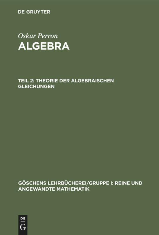Vorderes Coverbild Theorie der algebraischen Gleichungen