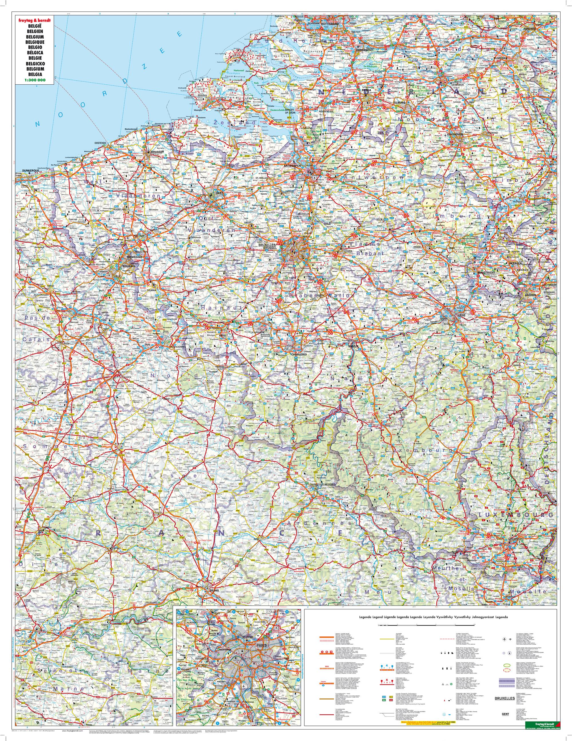 Beispielinhalt (Bild) Belgien, Autokarte 1:300.000