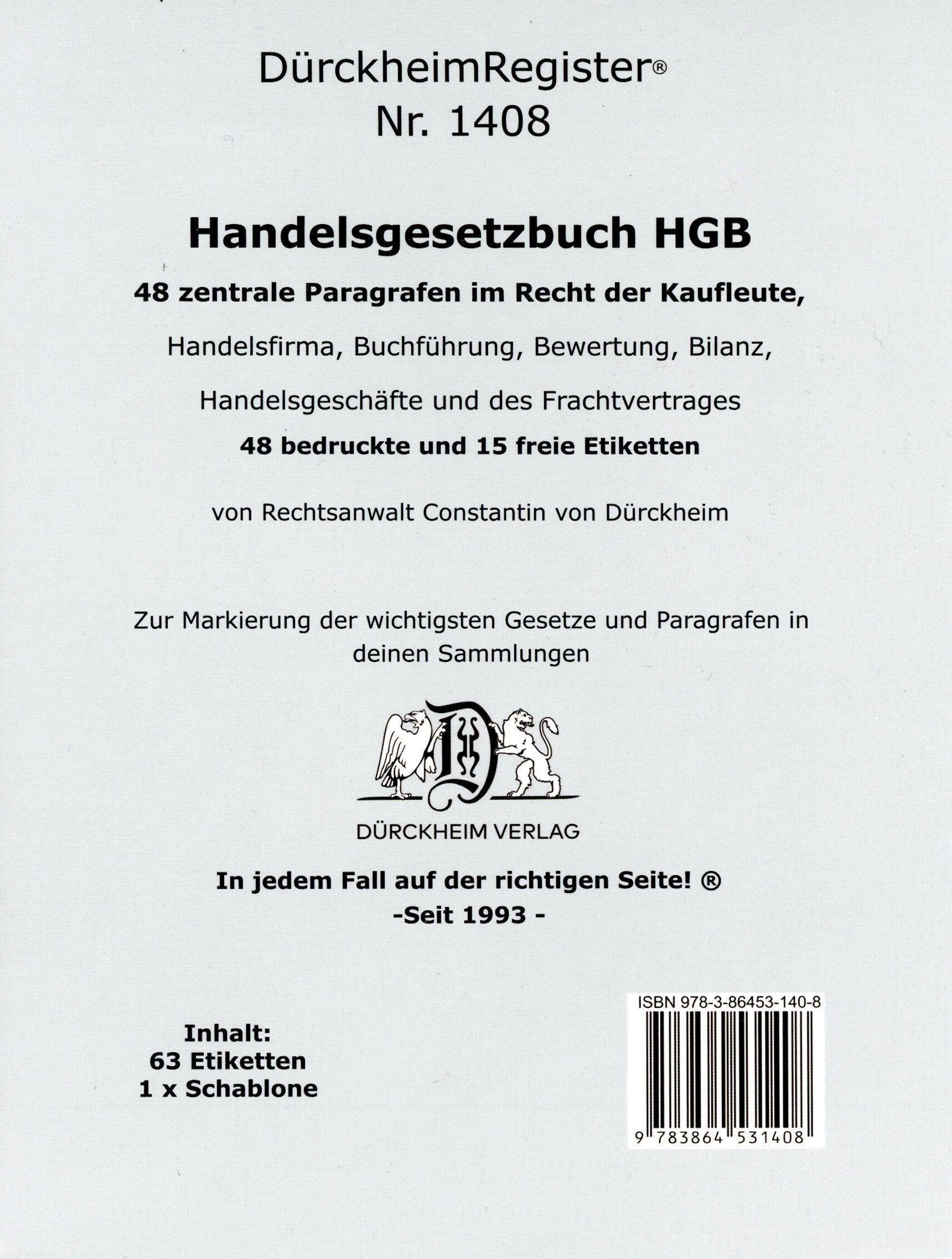 Vorderes Coverbild DürckheimRegister® HGB im dtv (2022)