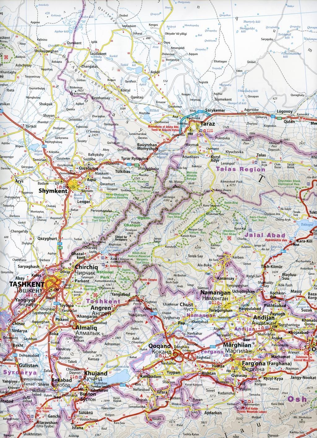 Beispielinhalt (Bild) Reise Know-How Landkarte Zentralasien / Central Asia (1:1.700.000) : Usbekistan, Kirgisistan, Turkmenistan und Tadschikistan