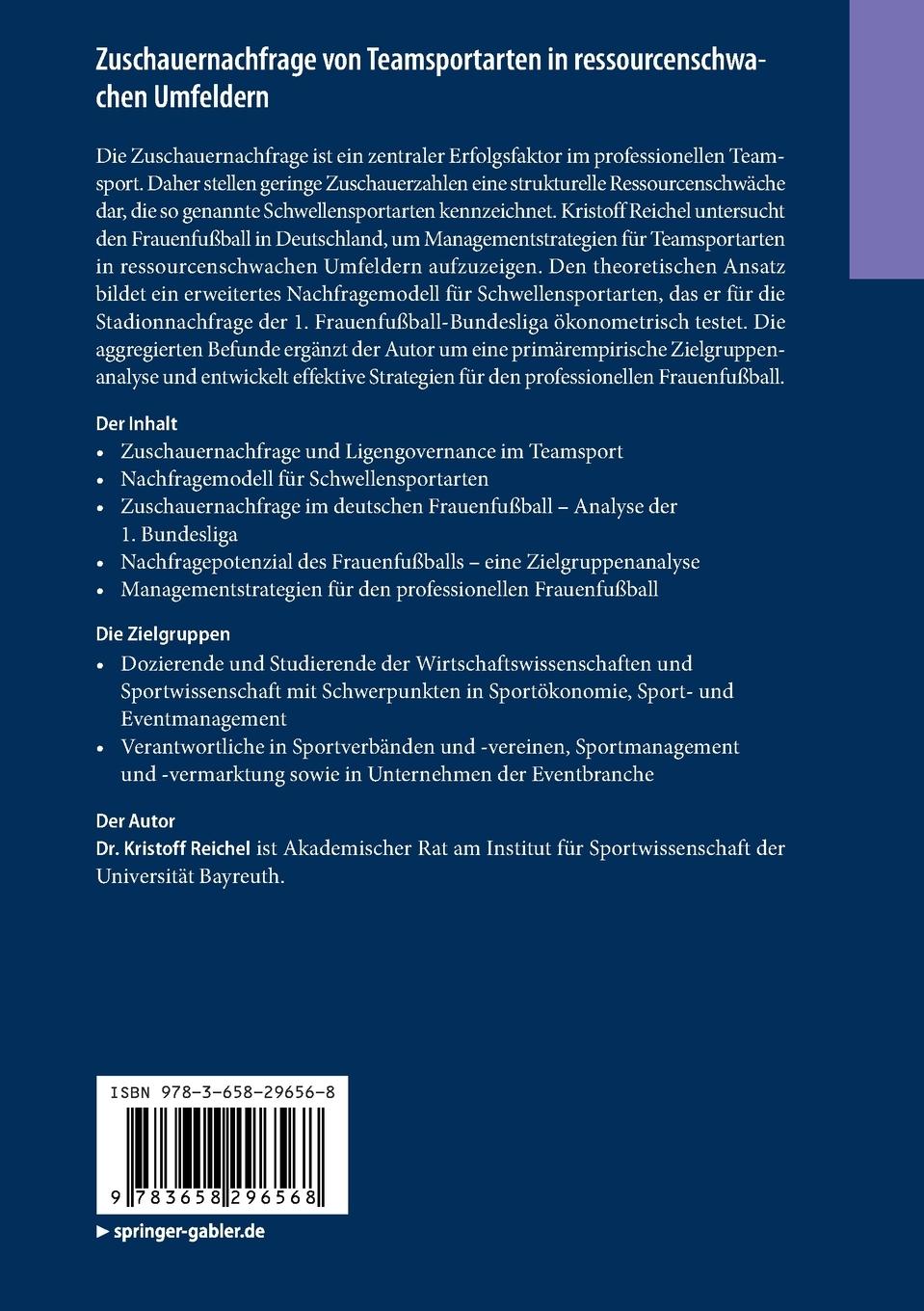 Rückseitencover Zuschauernachfrage von Teamsportarten in ressourcenschwachen Umfeldern