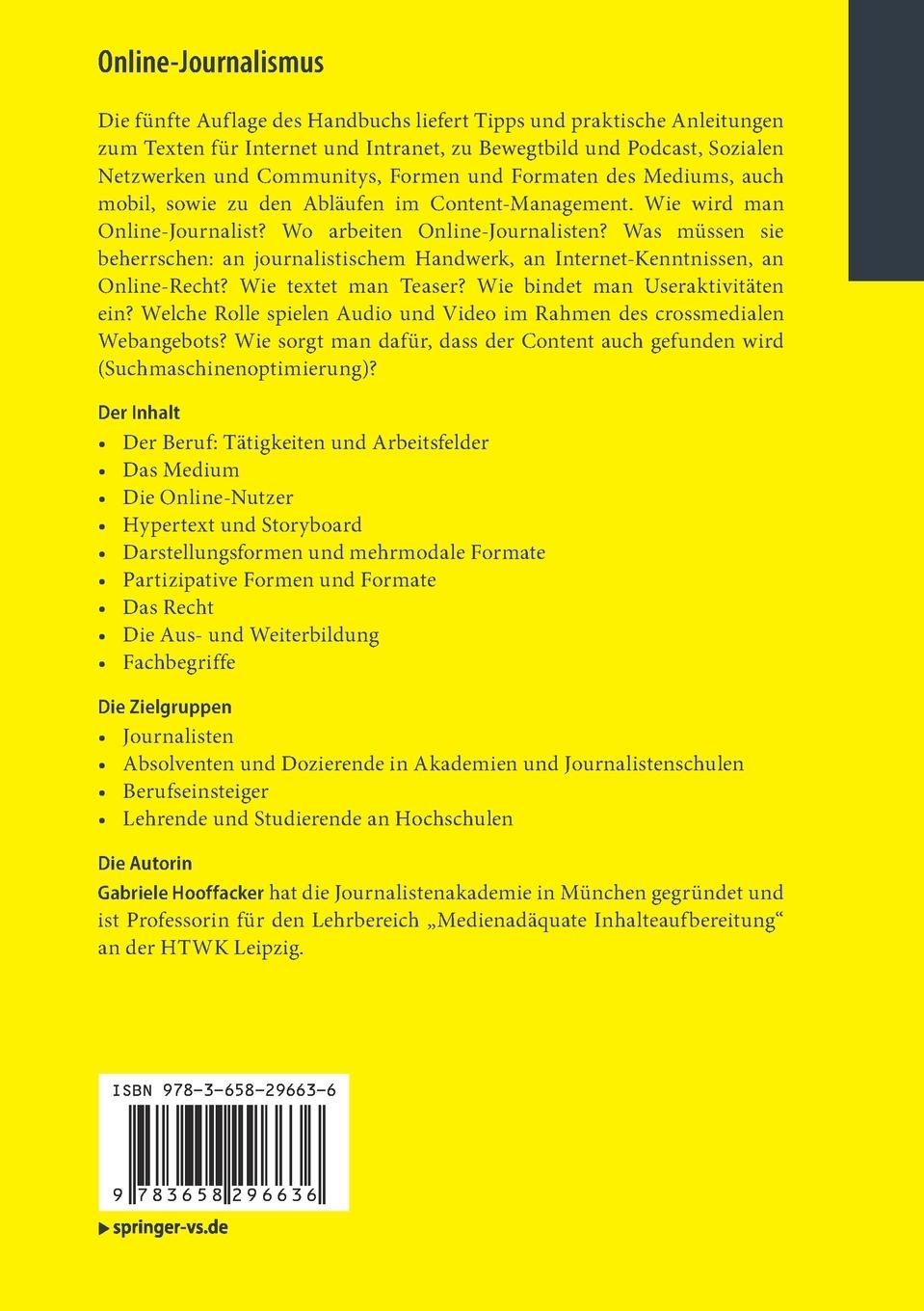 Rückseitencover Online-Journalismus