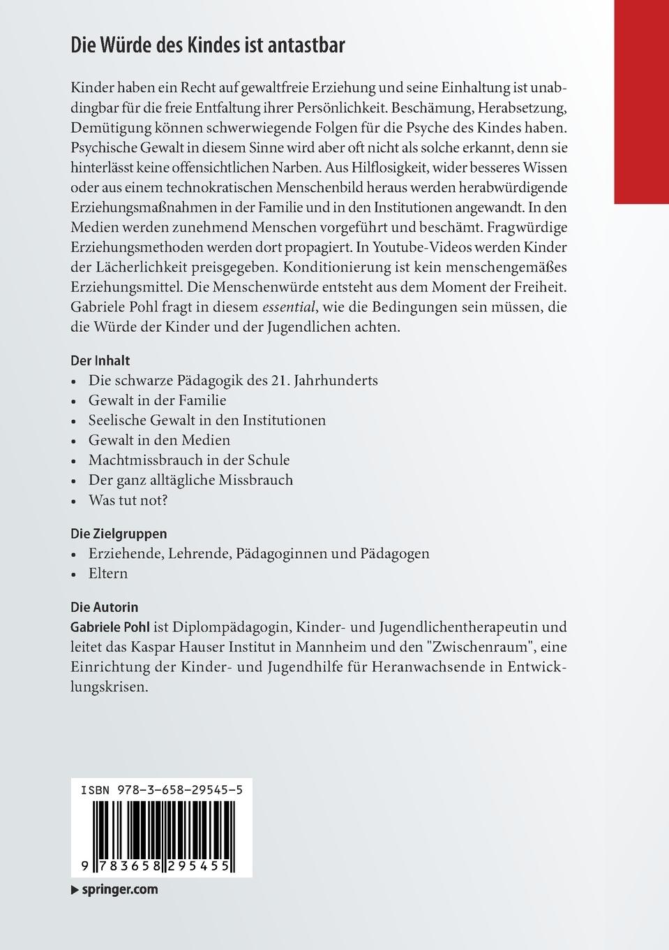 Rückseitencover Die Würde des Kindes ist antastbar