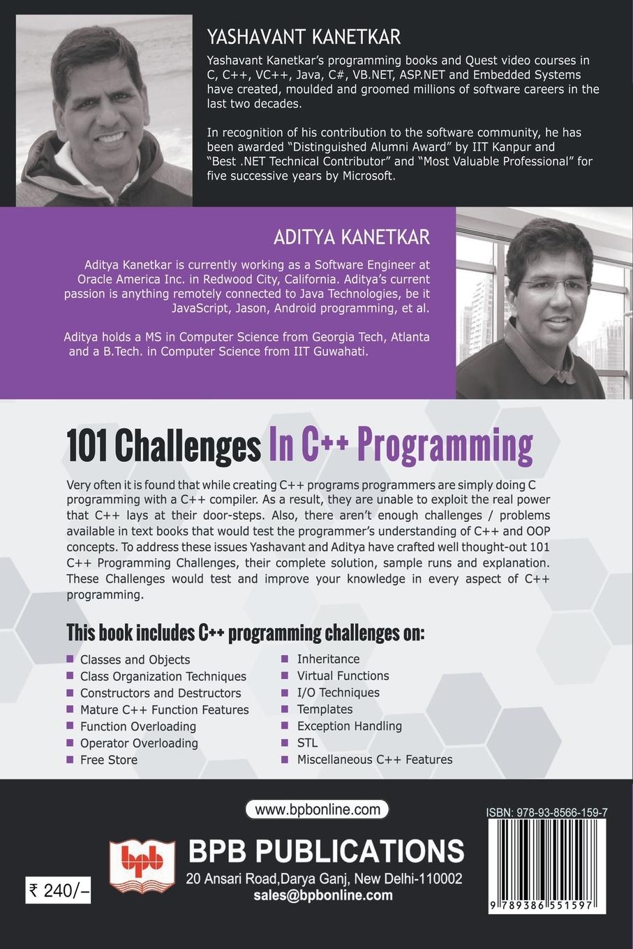 Rückseitencover 101 CHALLENGES IN C++ PROGRAMMING