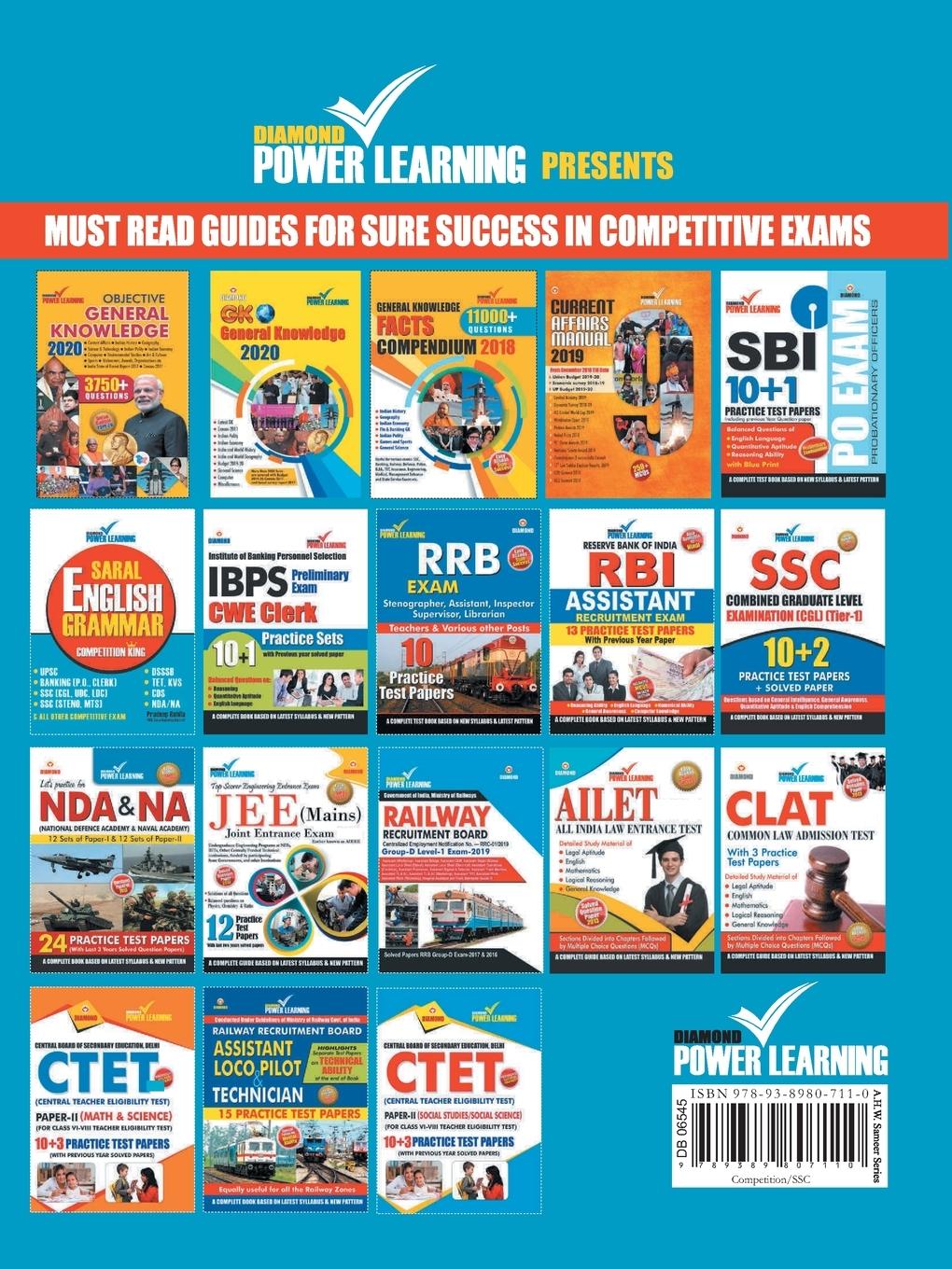 Rückseitencover Staff Selection Commission (SSC) - Combined Higher Secondary Level (CHSL) Recruitment 2019, Preliminary Examination (Tier - I) based on CBE in English 10 PTP, with previous year solved papers, General Intelligence, General Awareness, Quantitative Aptitude