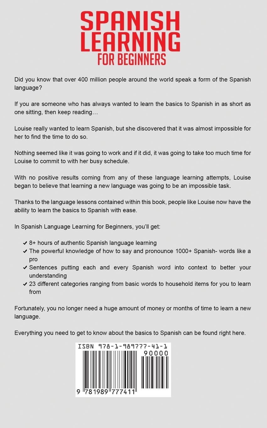 Rückseitencover Spanish Language Learning for Beginner's - Vocabulary Book