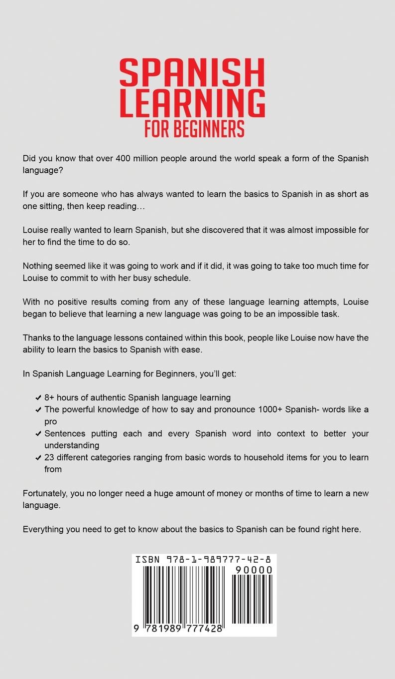 Rückseitencover Spanish Language Learning for Beginner's - Vocabulary Book