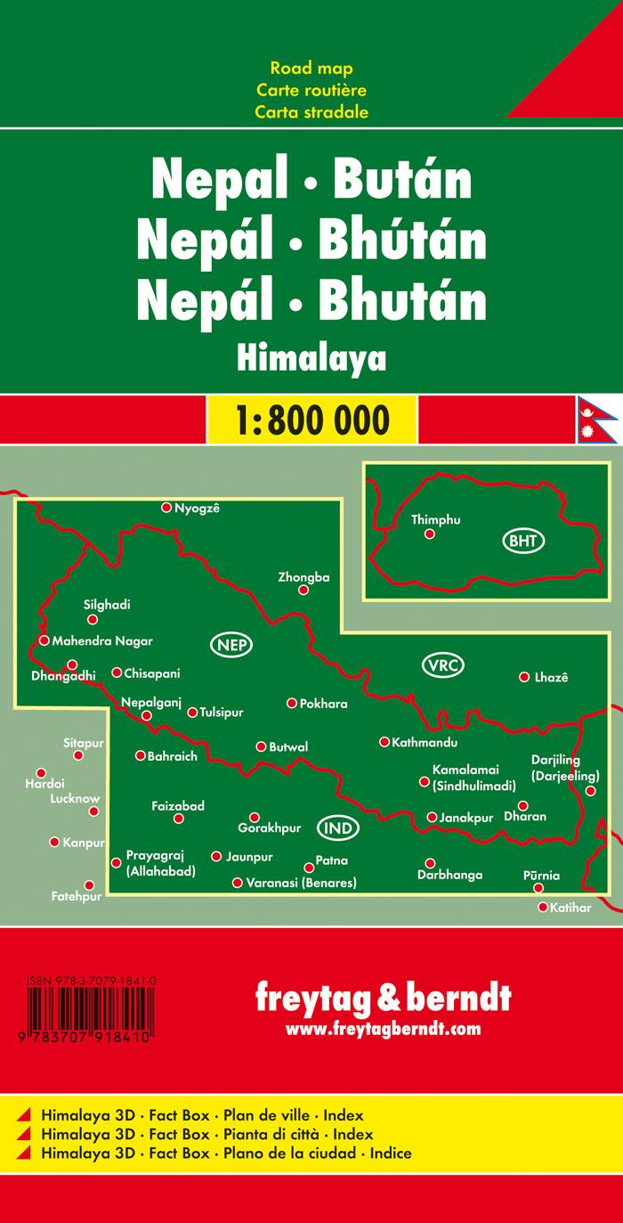 Rückseitencover Nepal - Bhutan, Autokarte 1:800.000  LZ bis 2023
