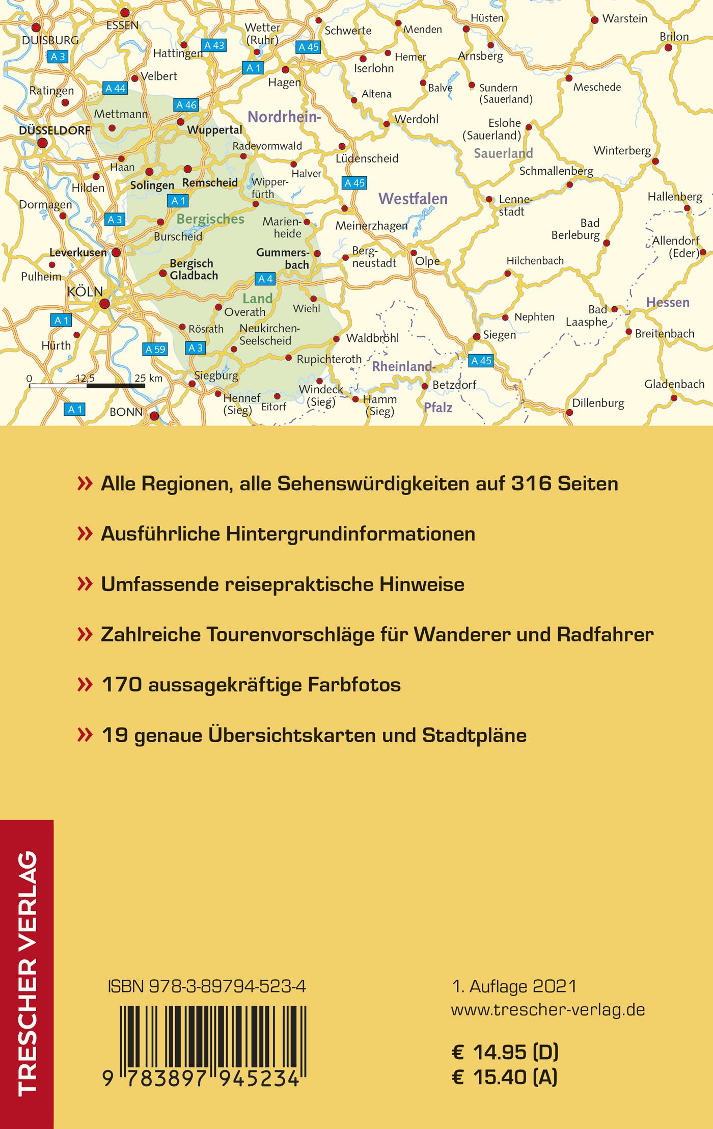 Rückseitencover TRESCHER Reiseführer Bergisches Land