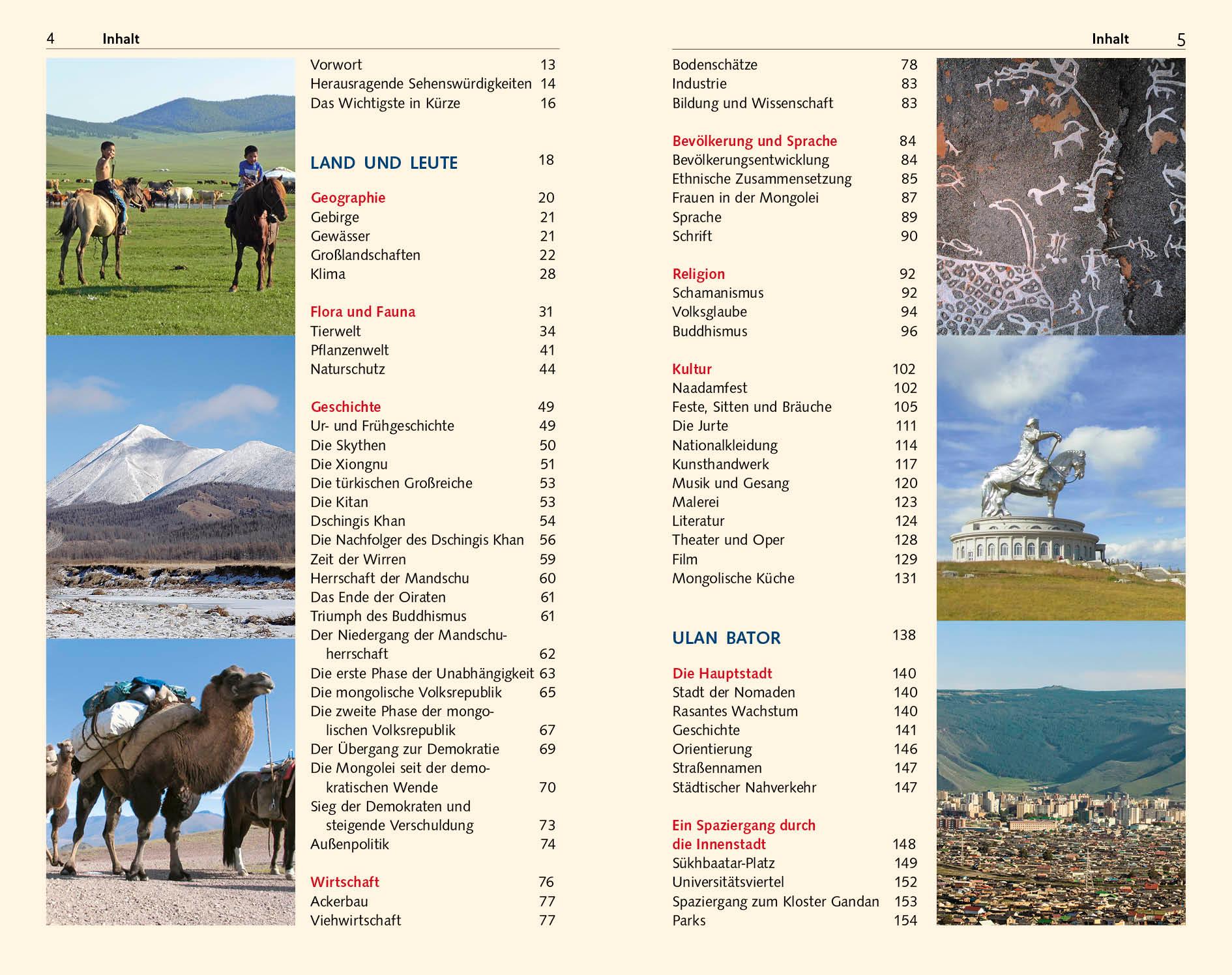 Beispielinhalt (Bild) TRESCHER Reiseführer Mongolei