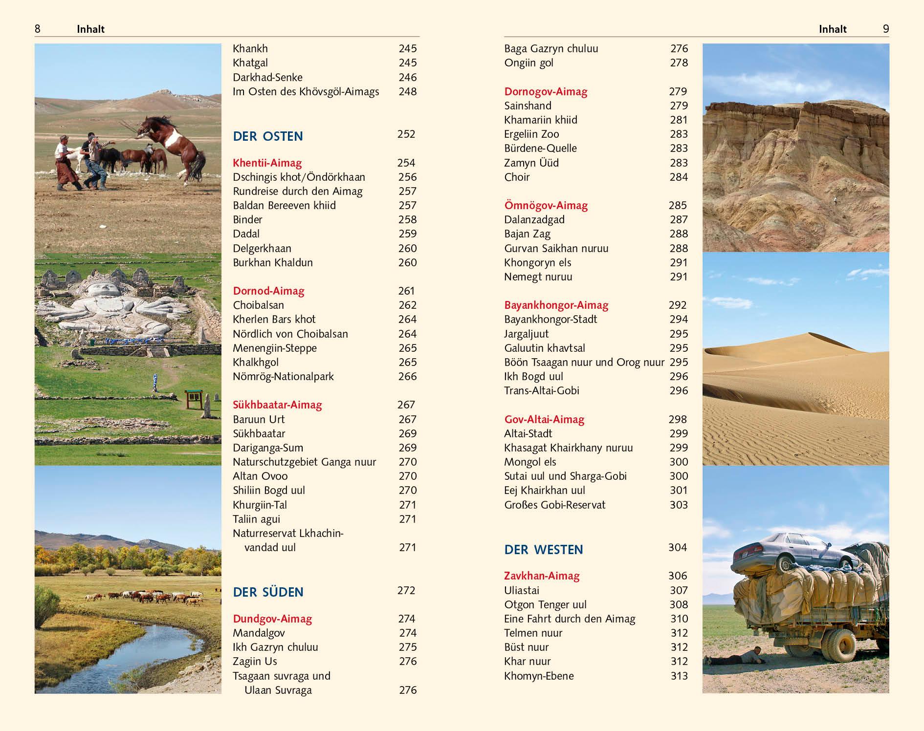 Beispielinhalt (Bild) TRESCHER Reiseführer Mongolei