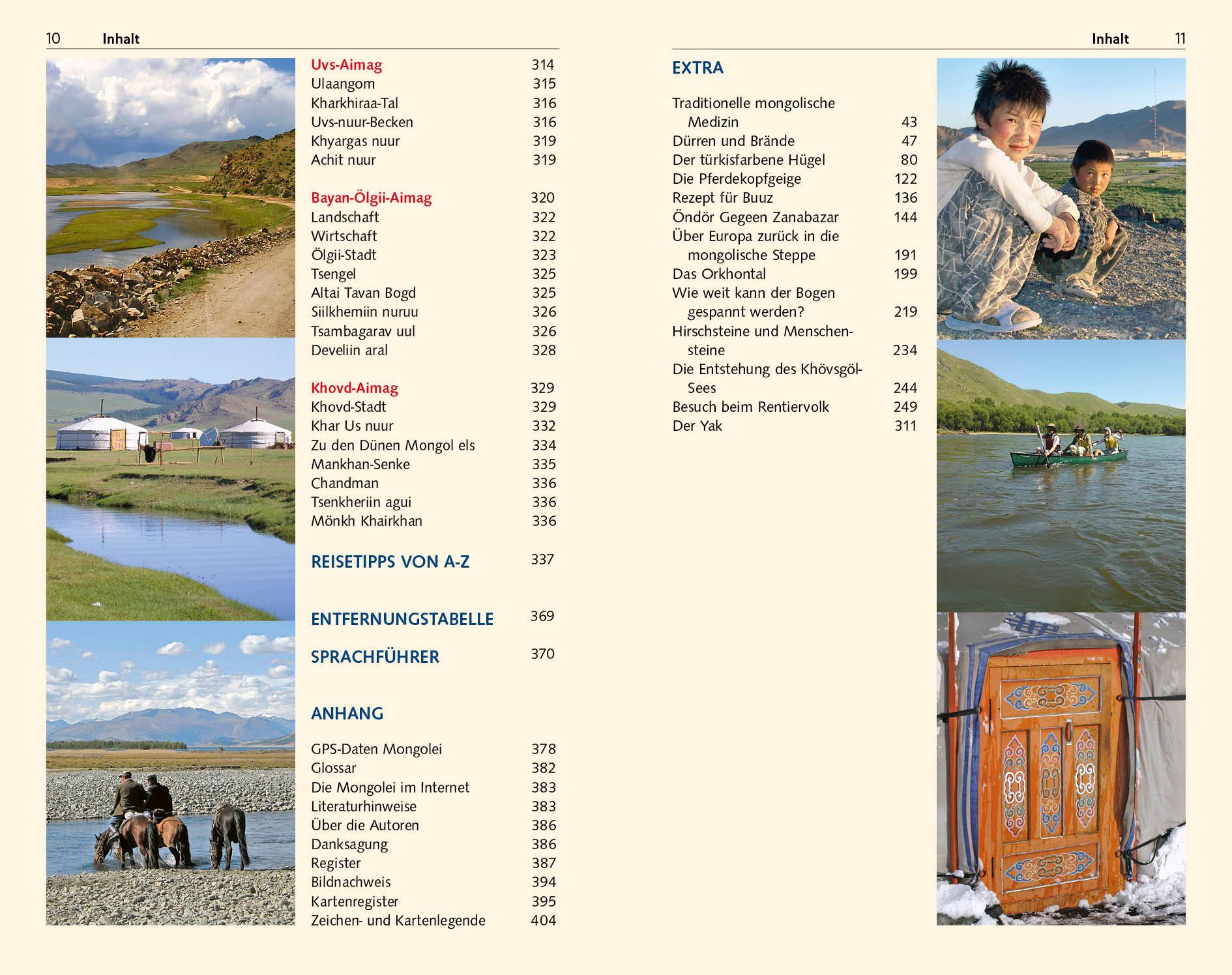 Beispielinhalt (Bild) TRESCHER Reiseführer Mongolei
