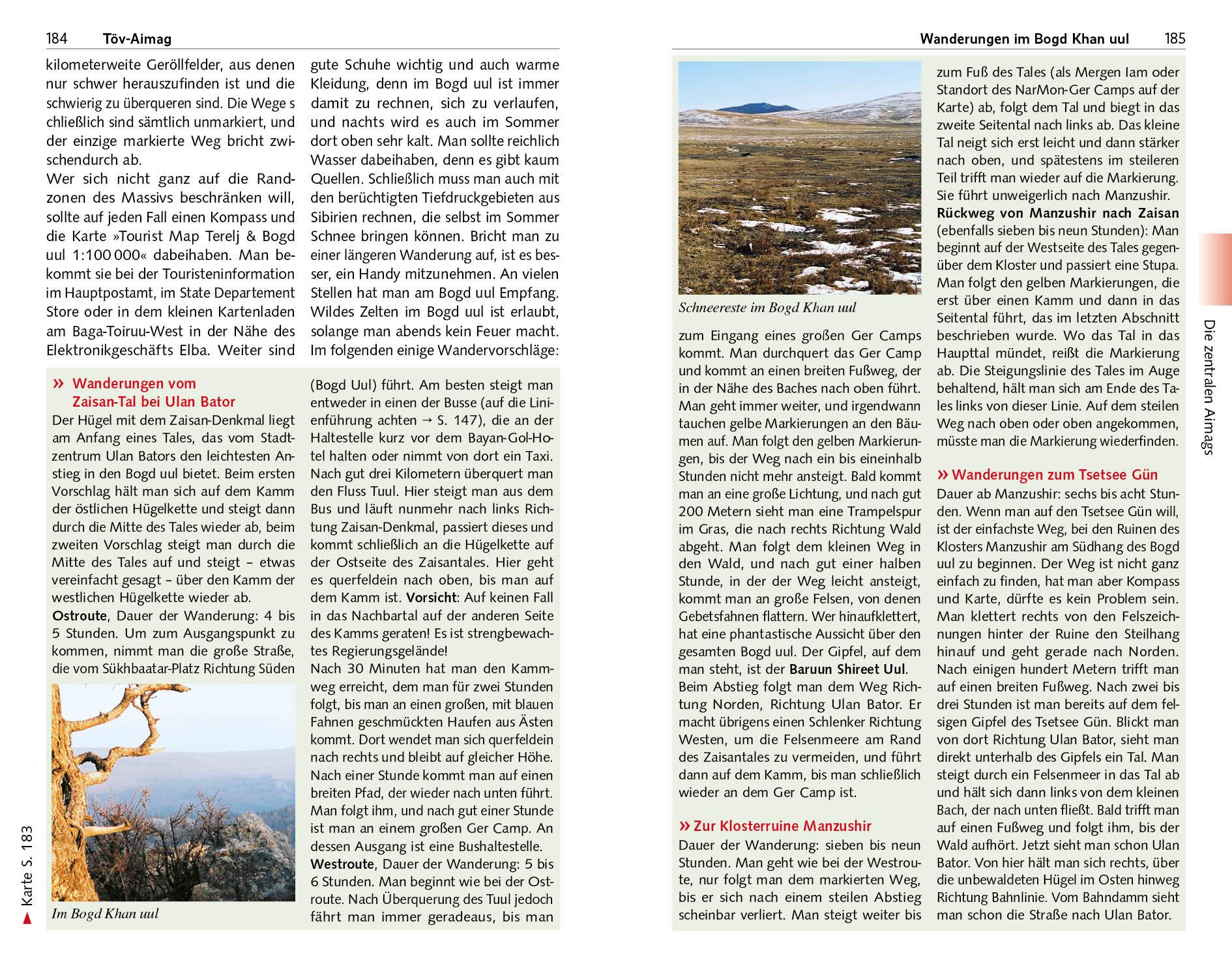 Beispielinhalt (Bild) TRESCHER Reiseführer Mongolei