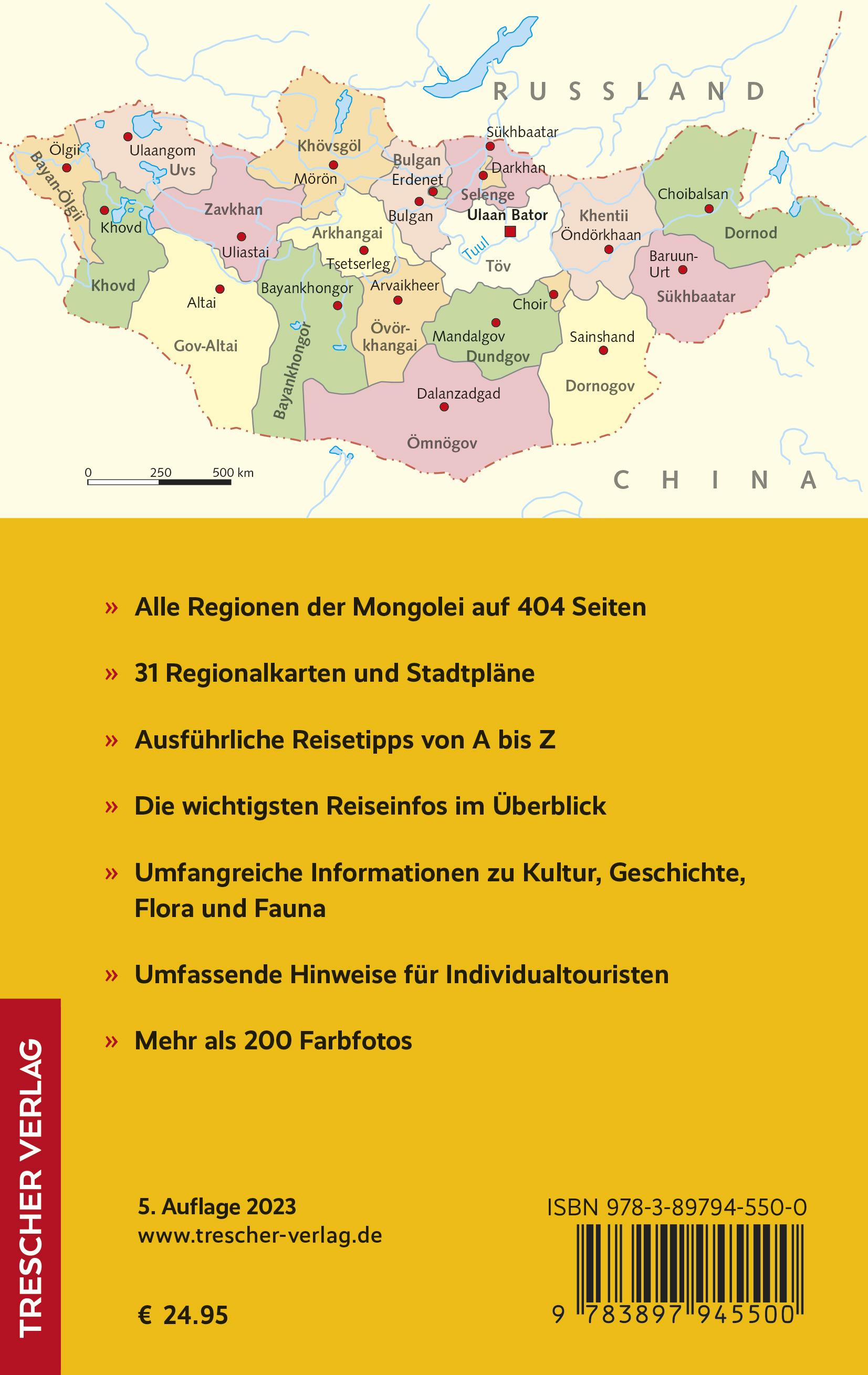 Rückseitencover TRESCHER Reiseführer Mongolei