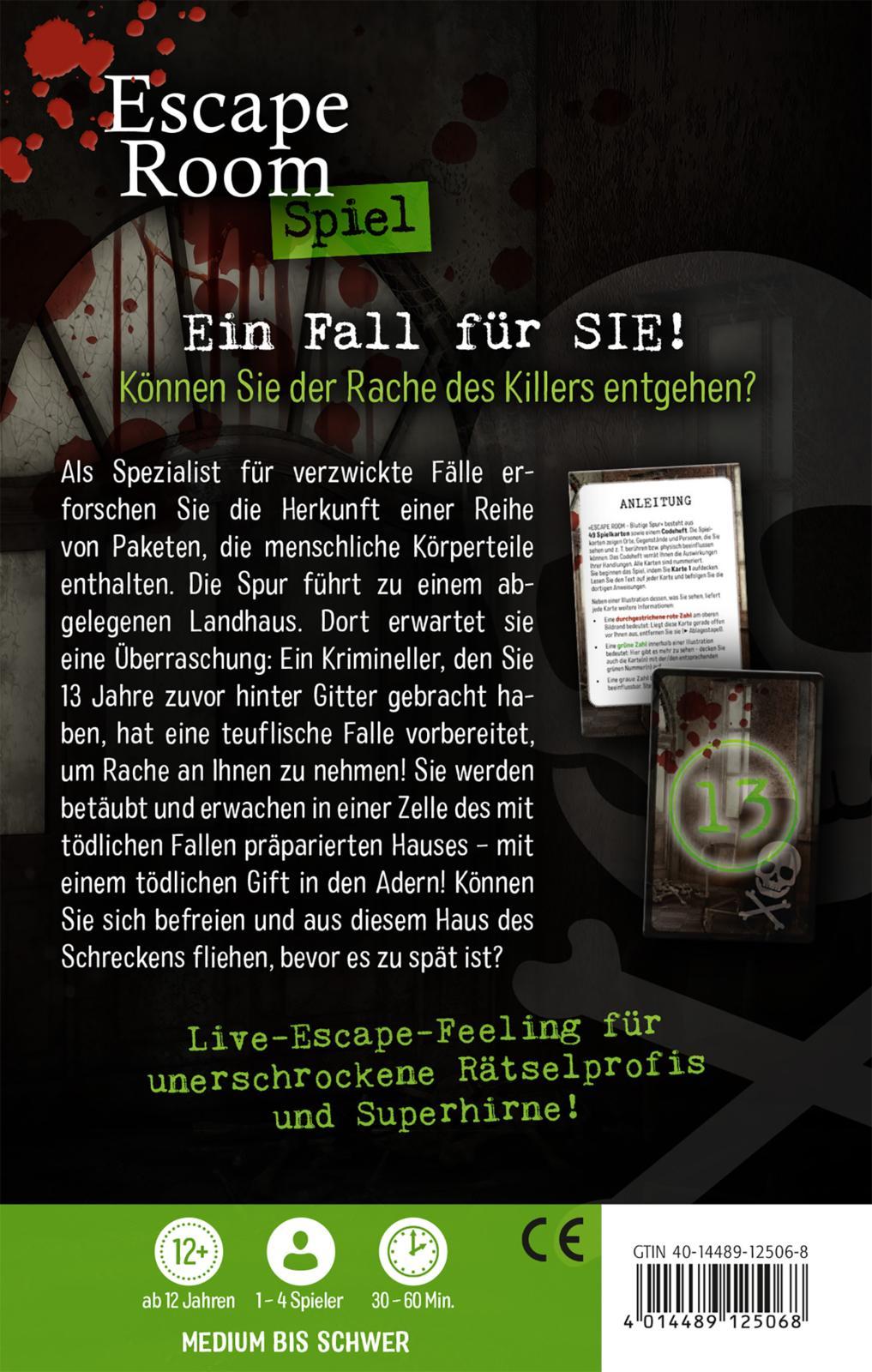 Rückseitencover Escape Room. Blutige Spur