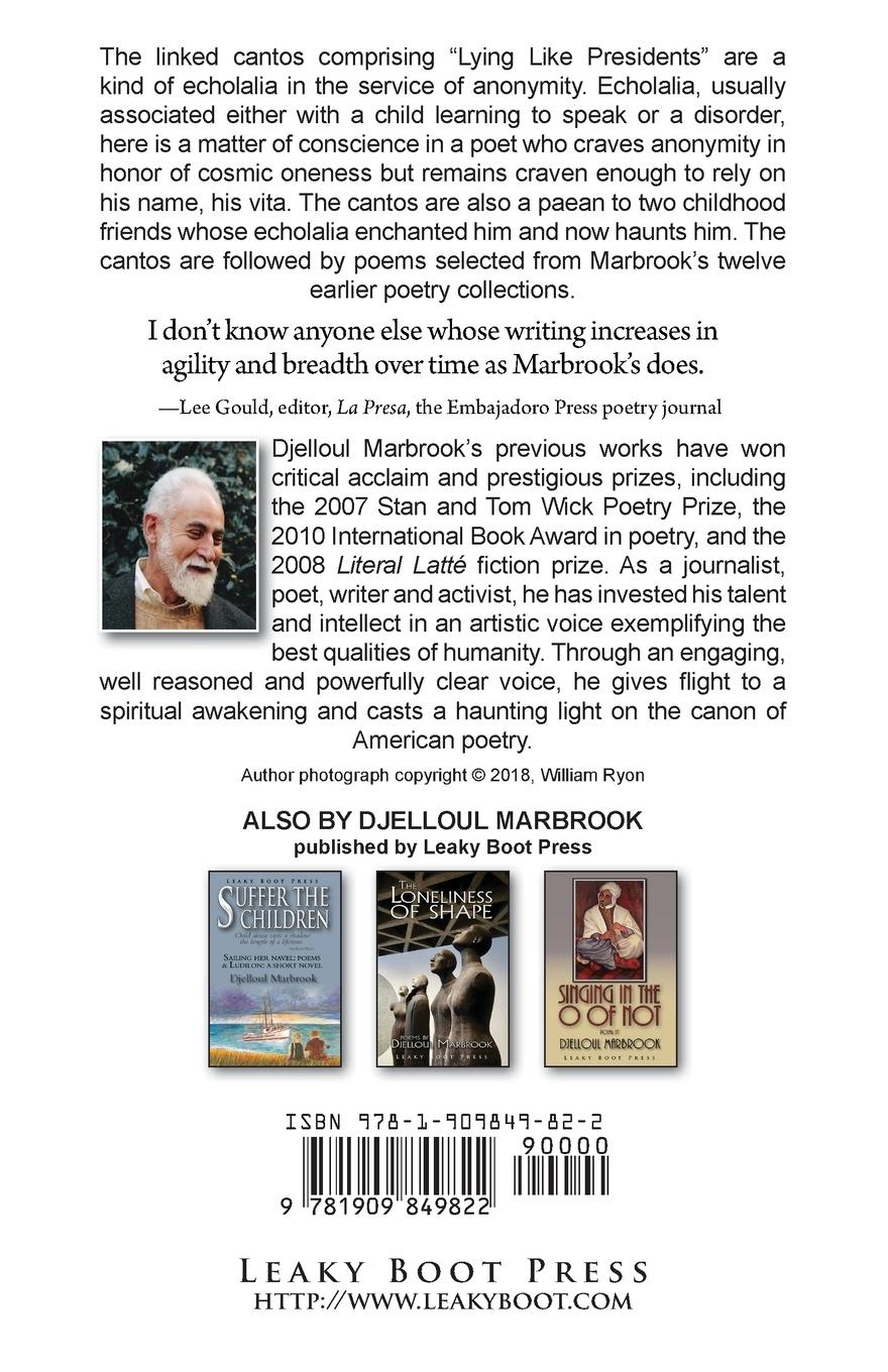 Rückseitencover Lying like presidents: New and selected poems 2001-2019