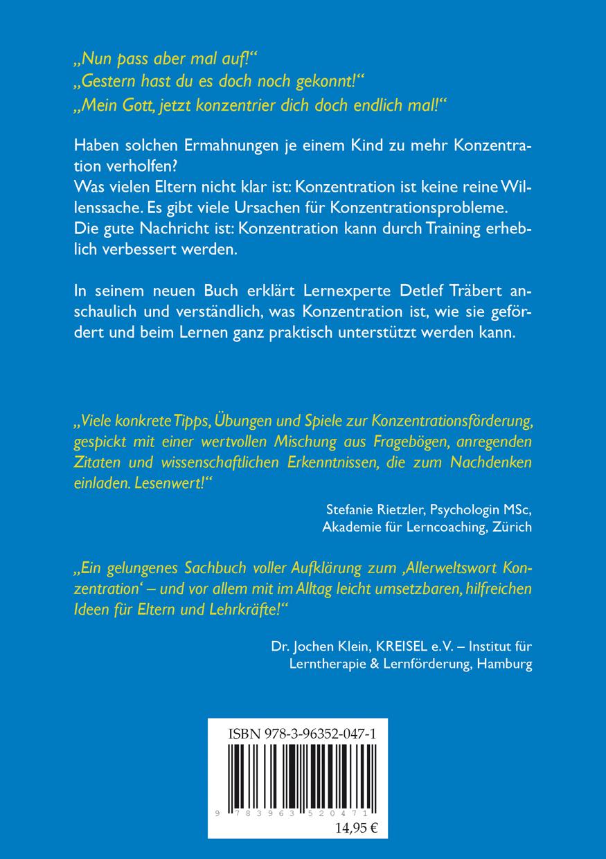 Rückseitencover Konzentration - der Schlüssel zum Schulerfolg