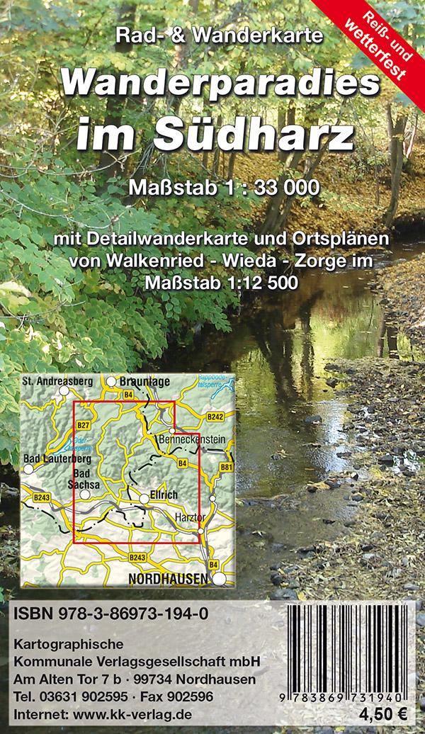 Vorderes Coverbild Wanderparadies im Südharz 1 : 33 000