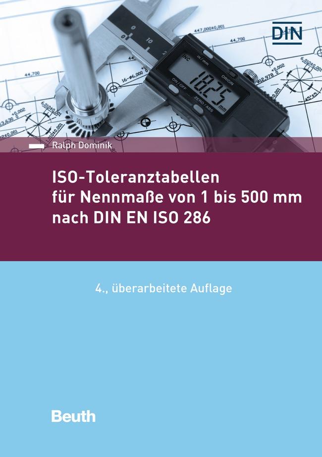 Vorderes Coverbild ISO-Toleranztabellen für Nennmaße von 1 bis 500 mm nach DIN EN ISO 286