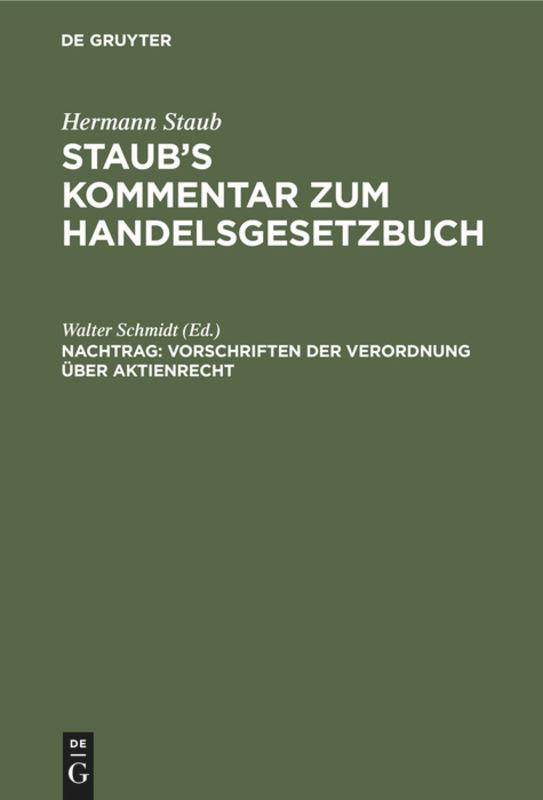 Vorderes Coverbild Vorschriften der Verordnung über Aktienrecht