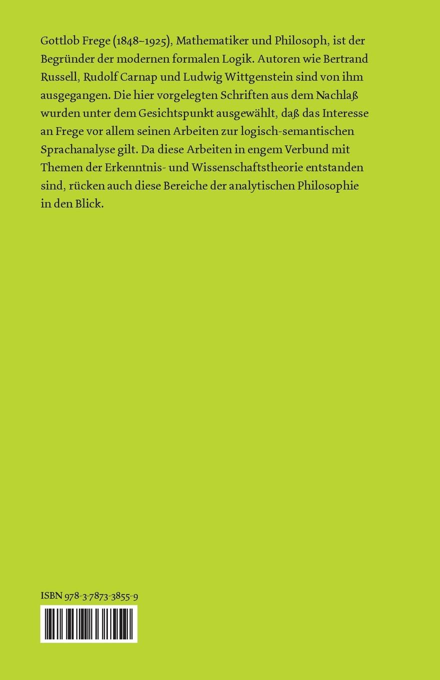 Rückseitencover Schriften zur Logik und Sprachphilosophie