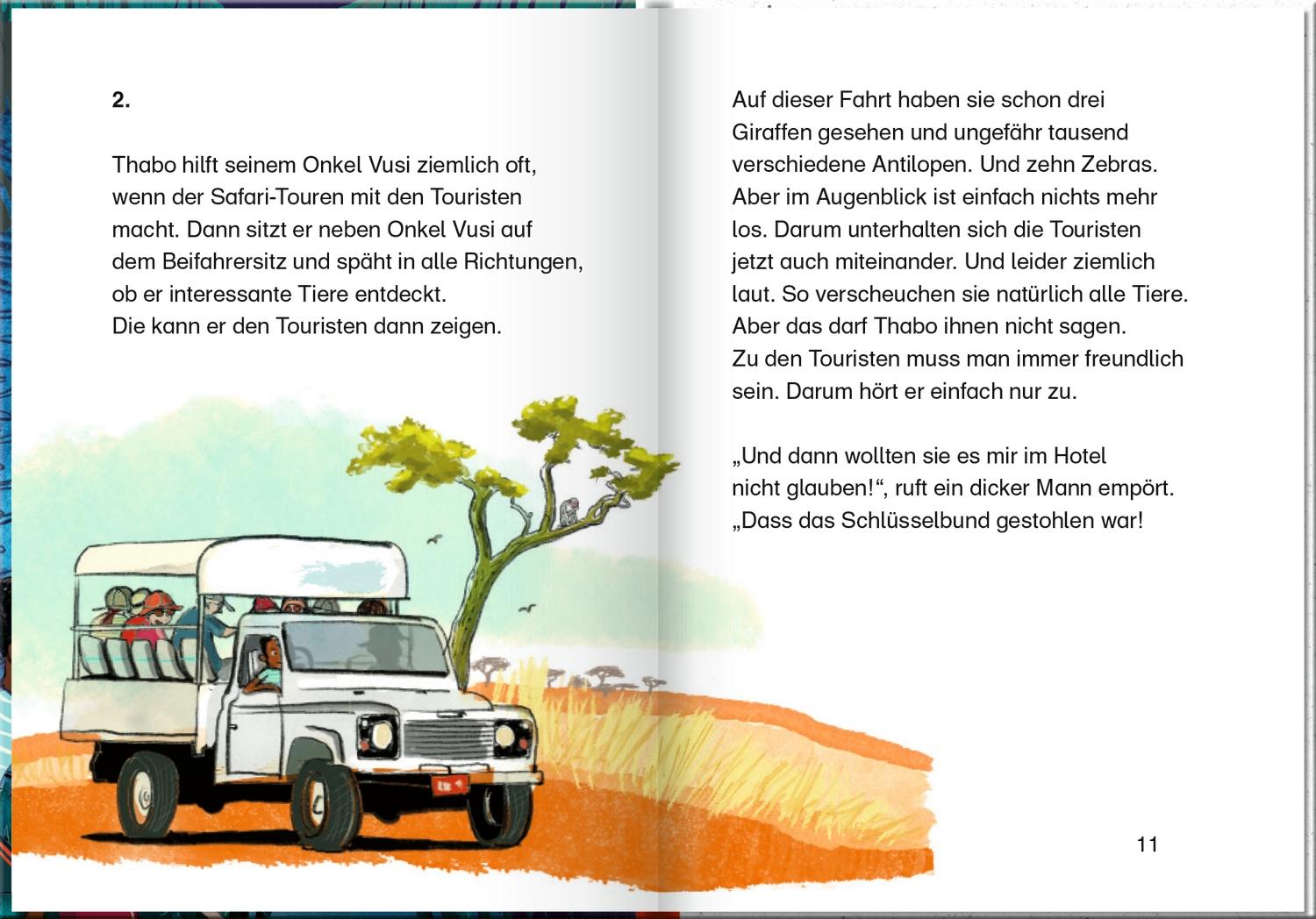 Beispielinhalt (Bild) Thabo und Emma. Einbrecher in Lion Lodge