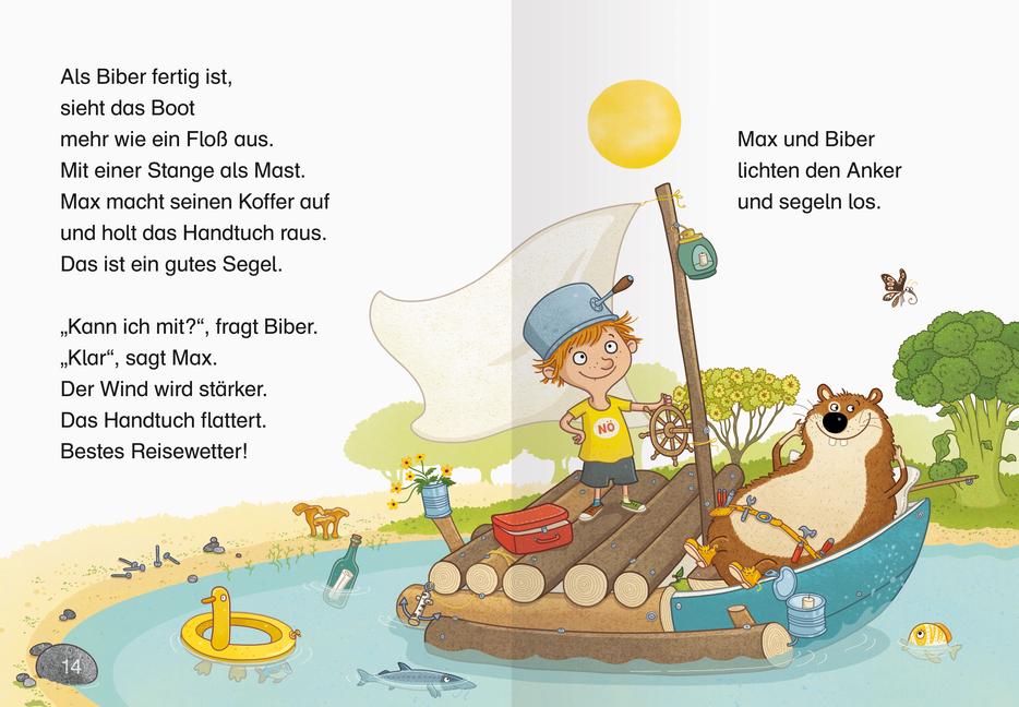 Beispielinhalt (Bild) Leserabe - 1. Lesestufe: Max und Biber segeln los!