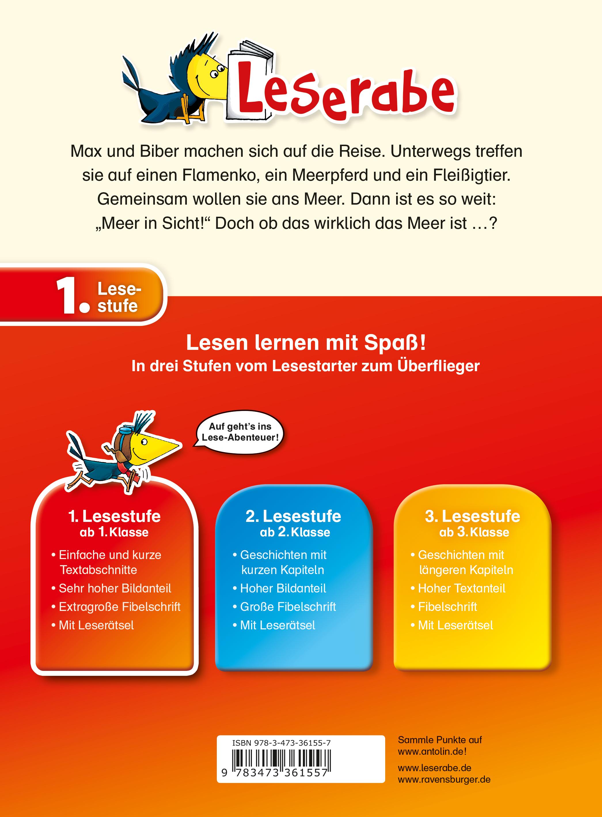 Rückseitencover Leserabe - 1. Lesestufe: Max und Biber segeln los!