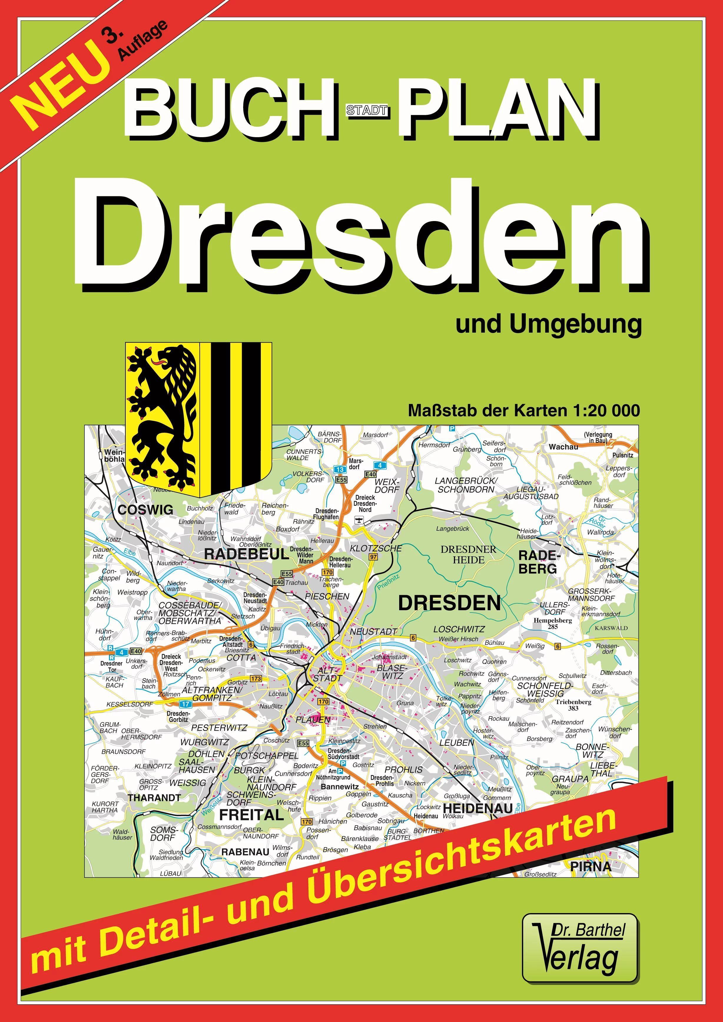 Vorderes Coverbild Buchstadtplan Dresden und Umgebung 1 : 20 000