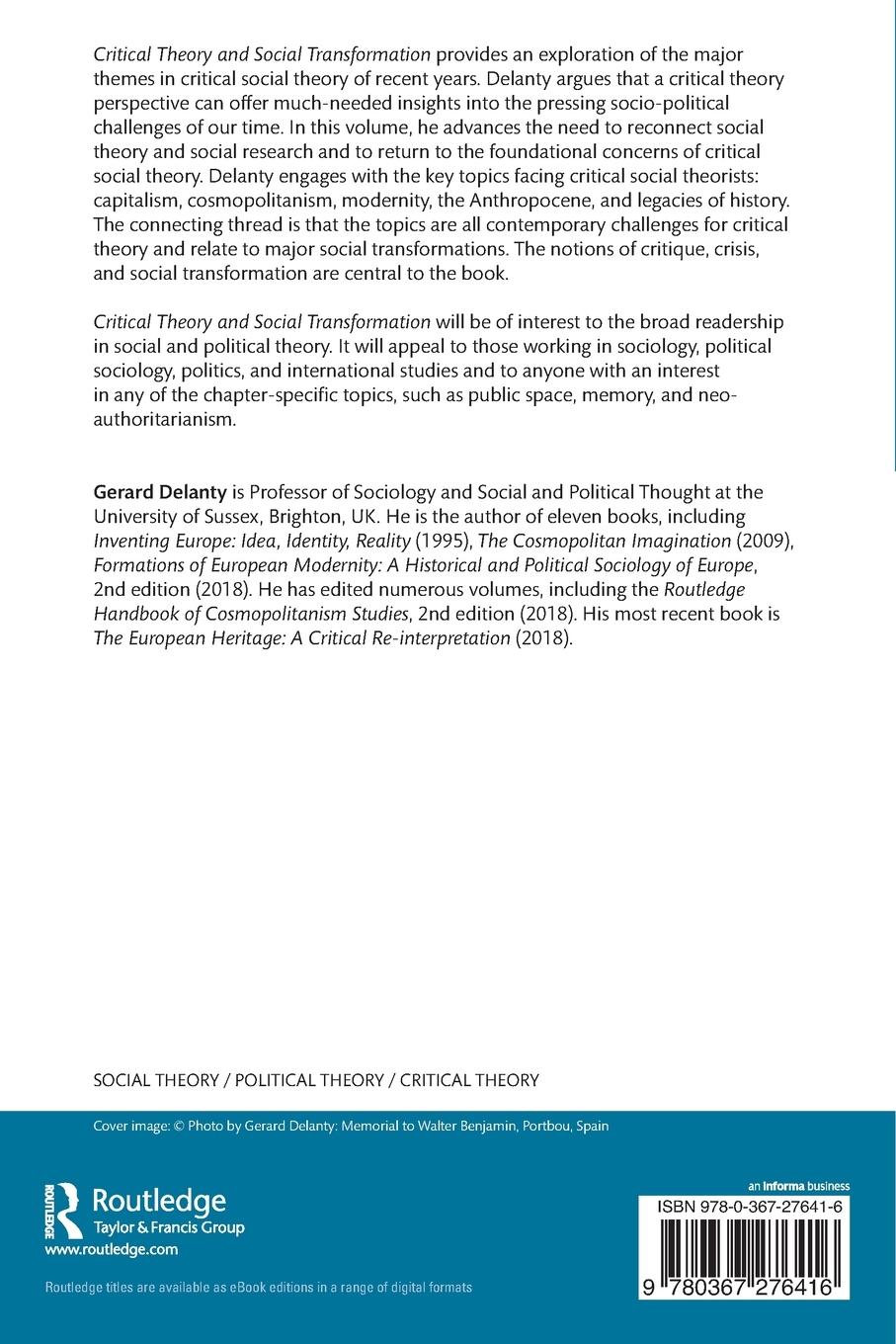 Rückseitencover Critical Theory and Social Transformation