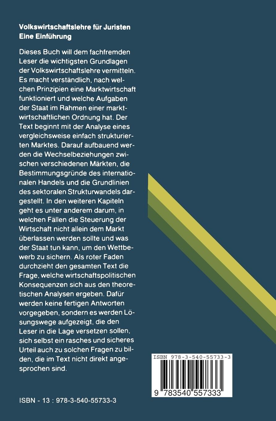 Rückseitencover Volkswirtschaftslehre für Juristen